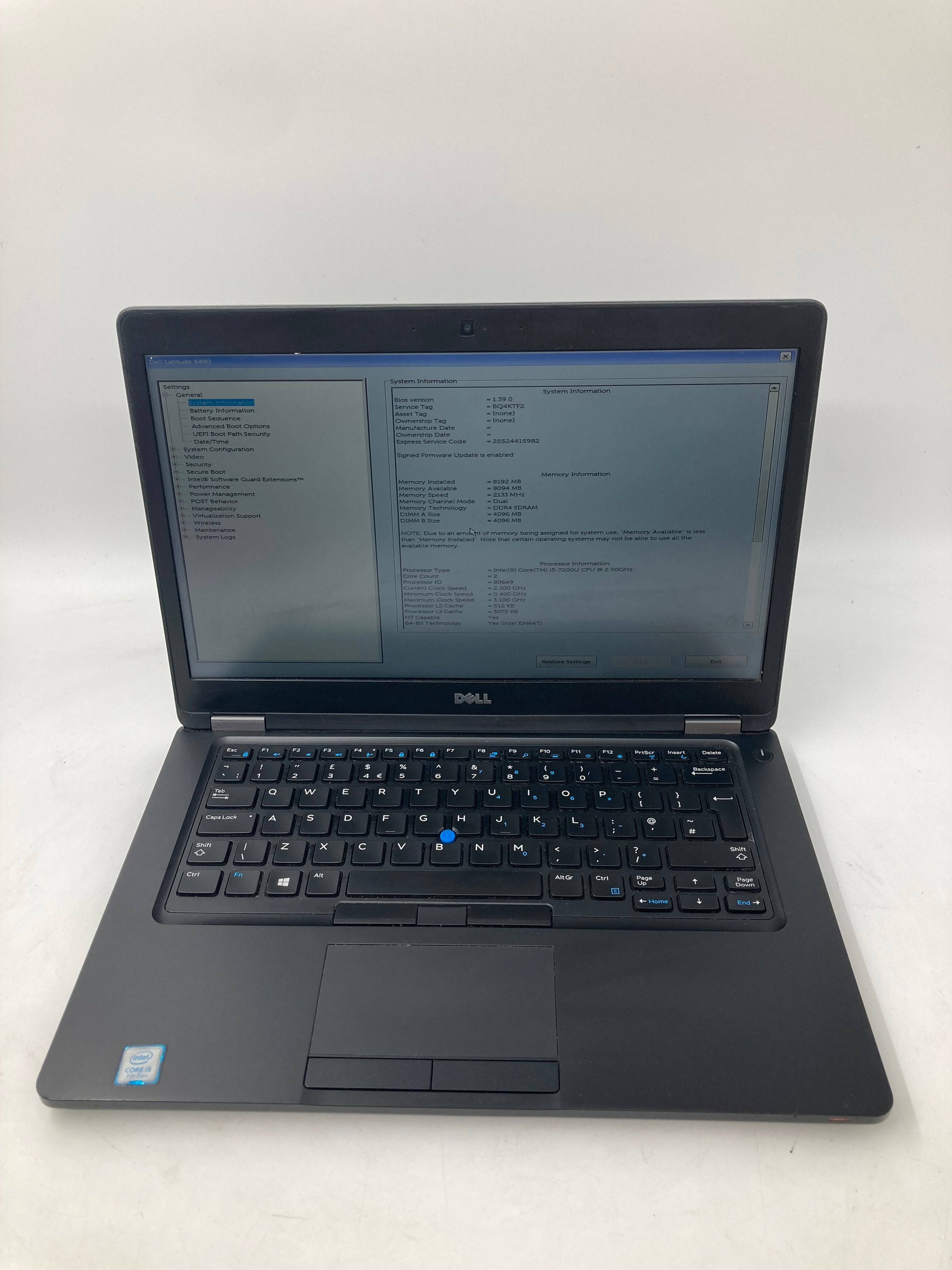 Dell Laptop Latitude 5480 14" i5 7th Gen 8GB RAM No HDD No OS
