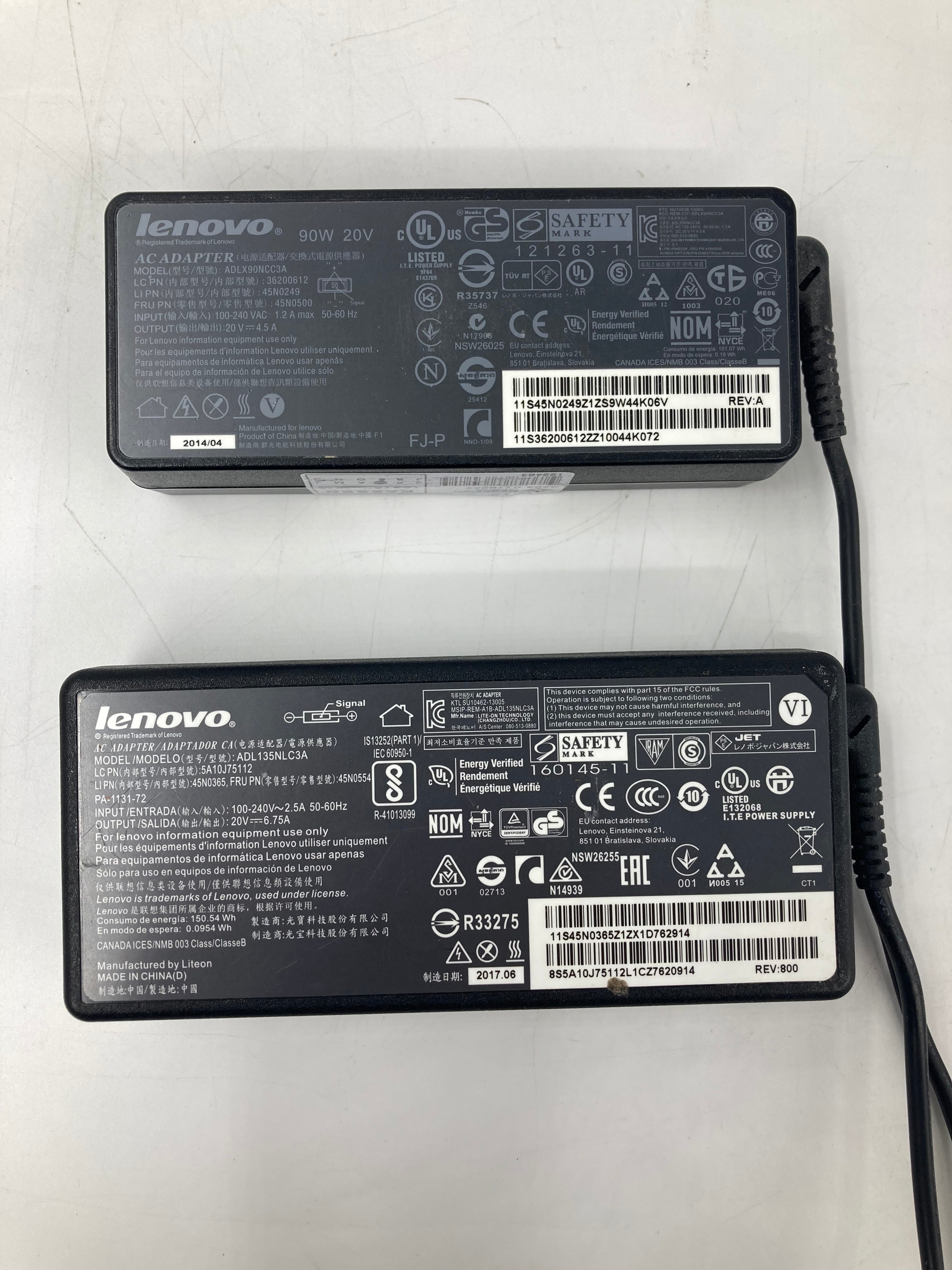 Batch of 4 Lenovo Square Tip 90W/135W Chargers - Black