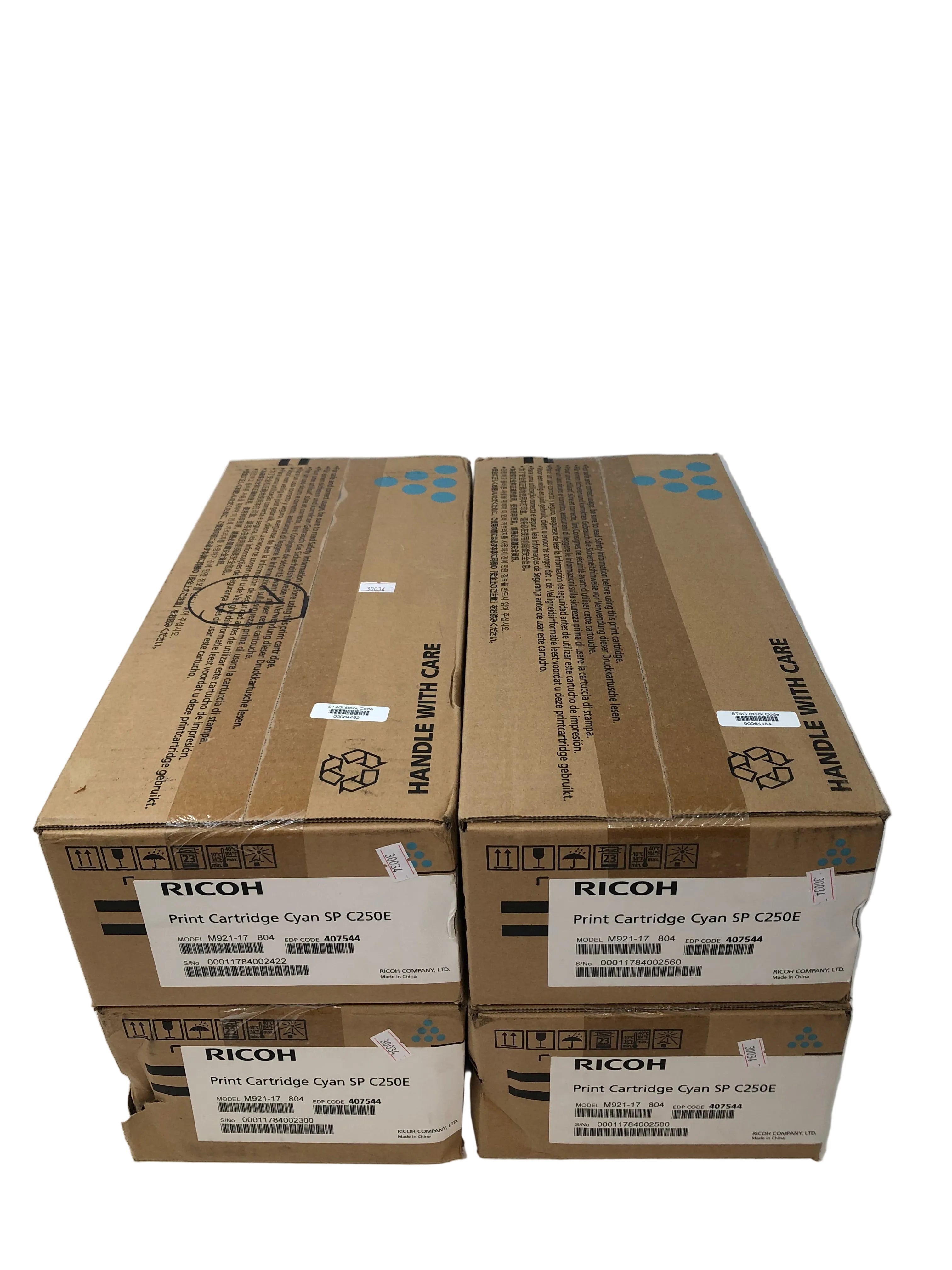 BATCH x4, Ricoh Printer Cartridges, Cyan, SP C250E, New and Sealed in Box