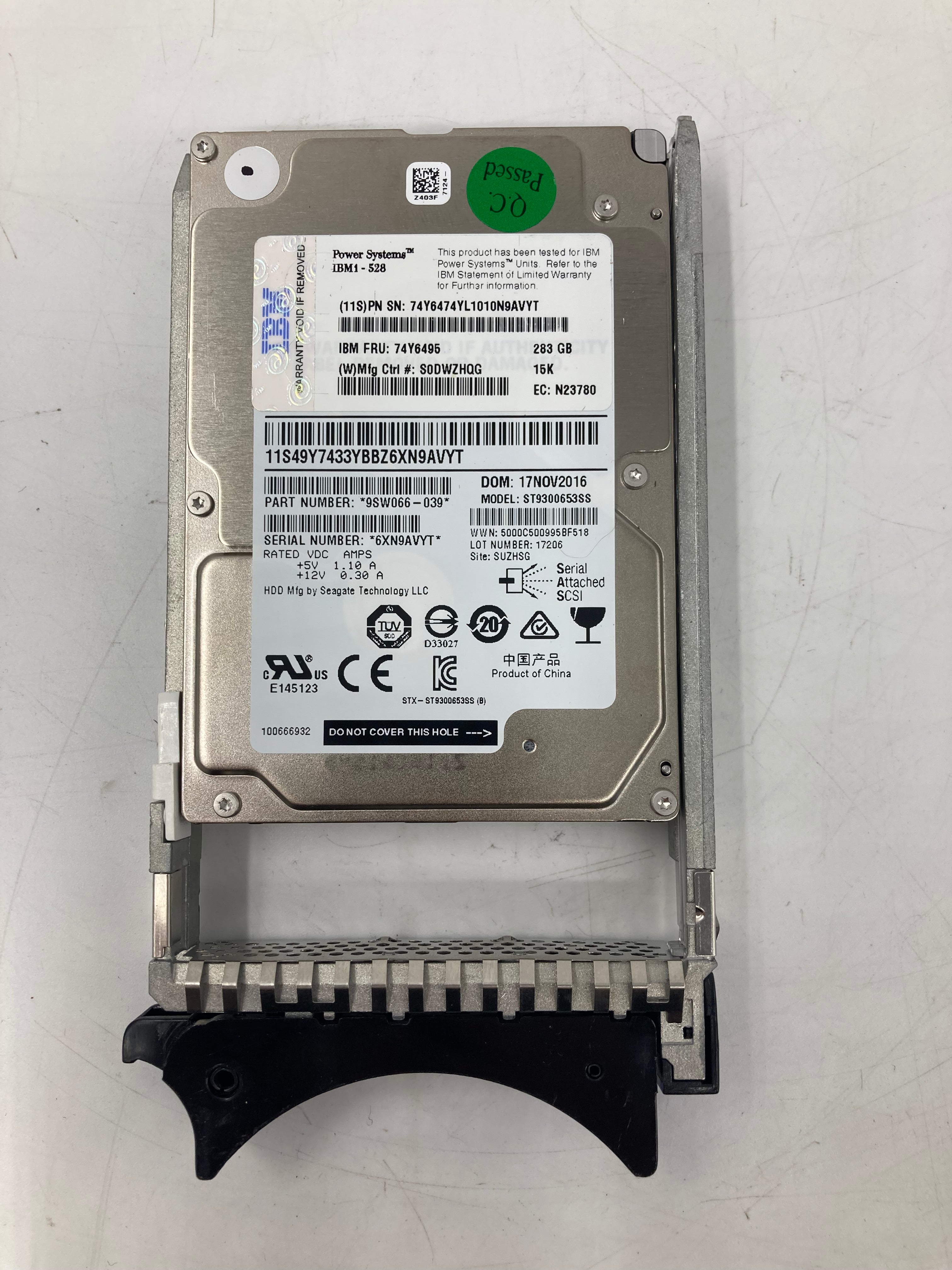 IBM HDD 2.5" SAS 283GB 15K RPM 6 Gbps FRU 14Y6495 Lot Of 26