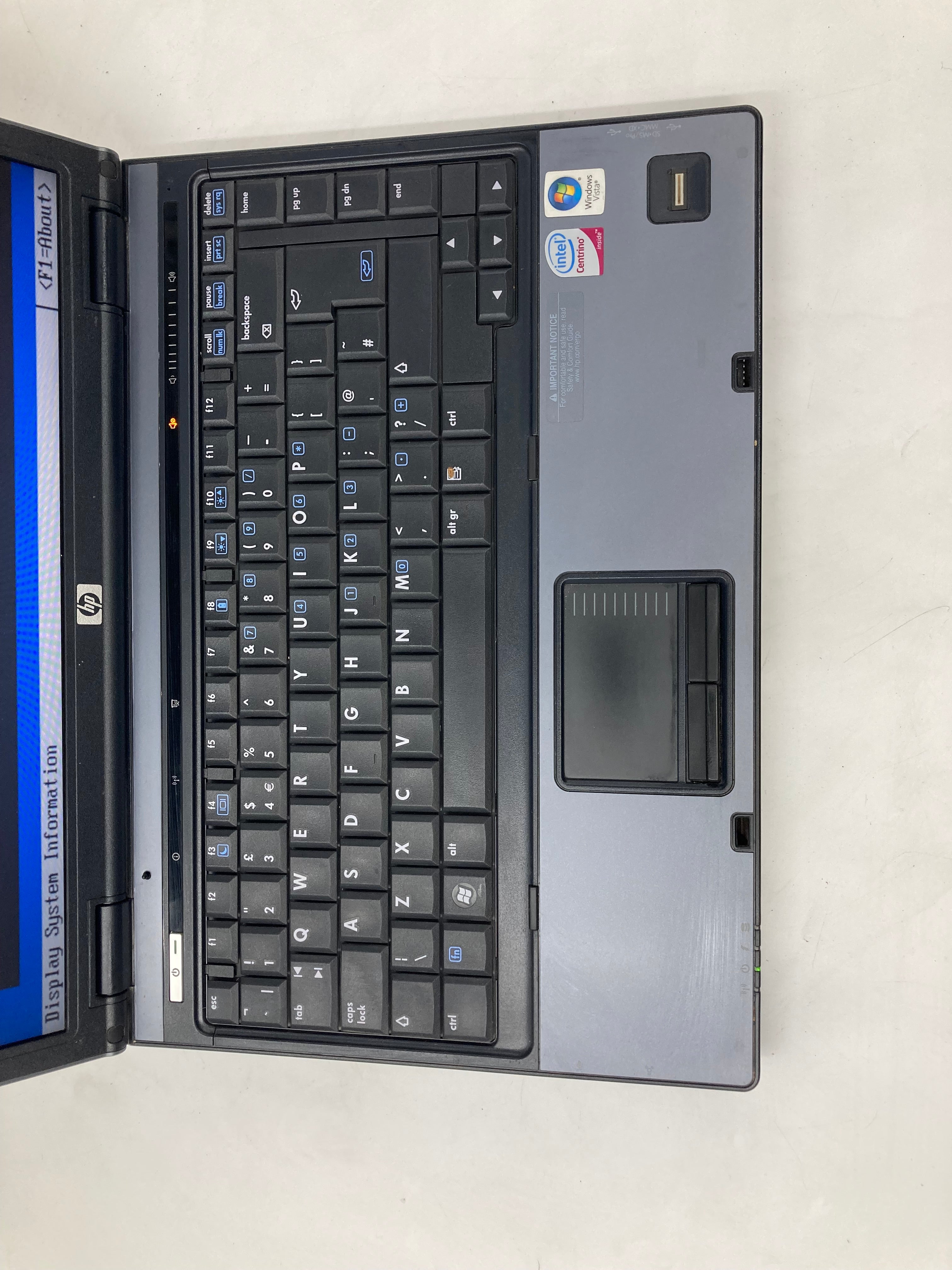 HP Laptop Compaq 6510b 14" Screen Intel Core 2 Duo 2GB Ram No Storage No OS