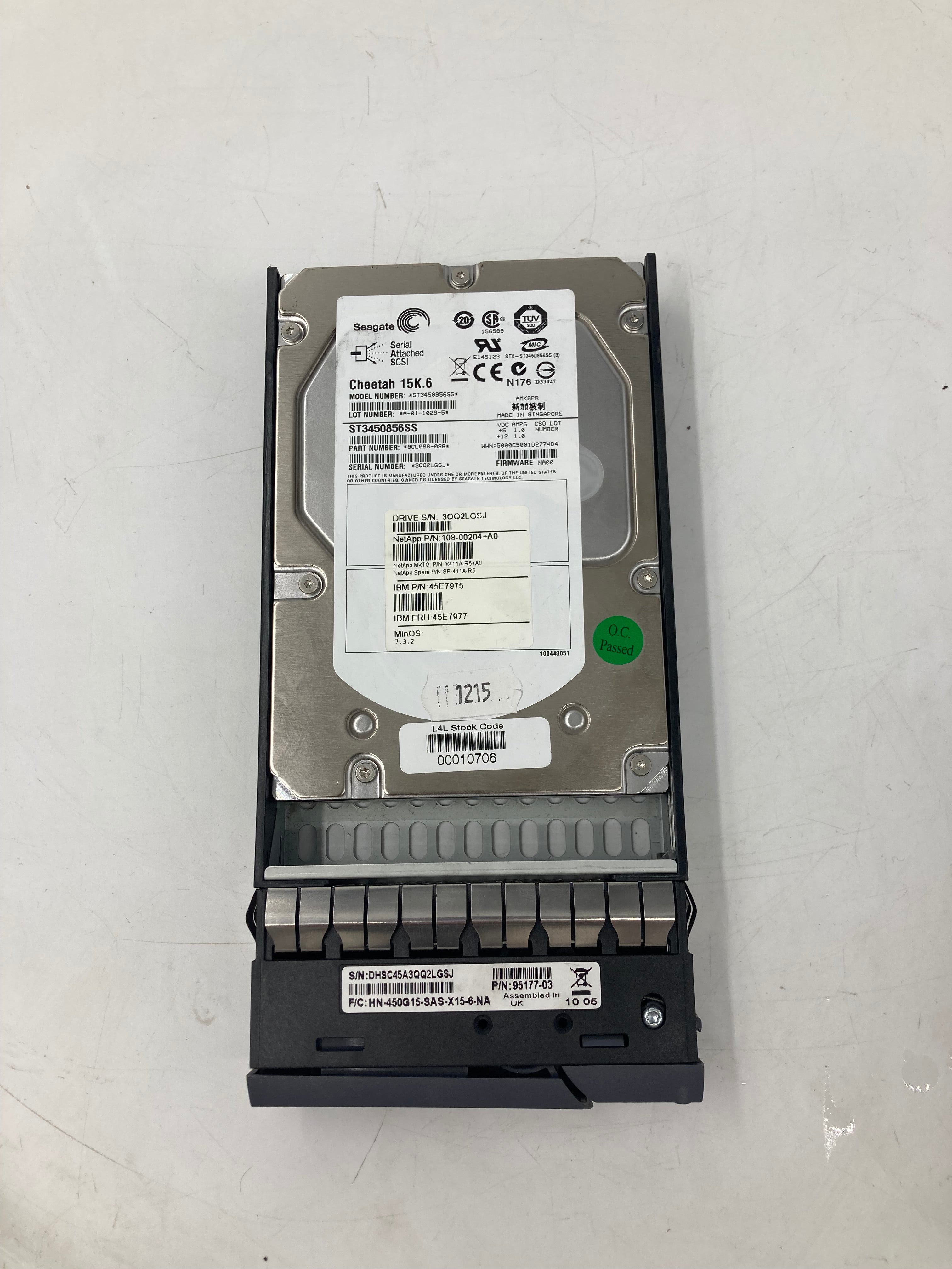 NetApp HDD 3.5 SAS 600GB 15K RPM 6 Gbps P/N 108-00227 Lot of 6