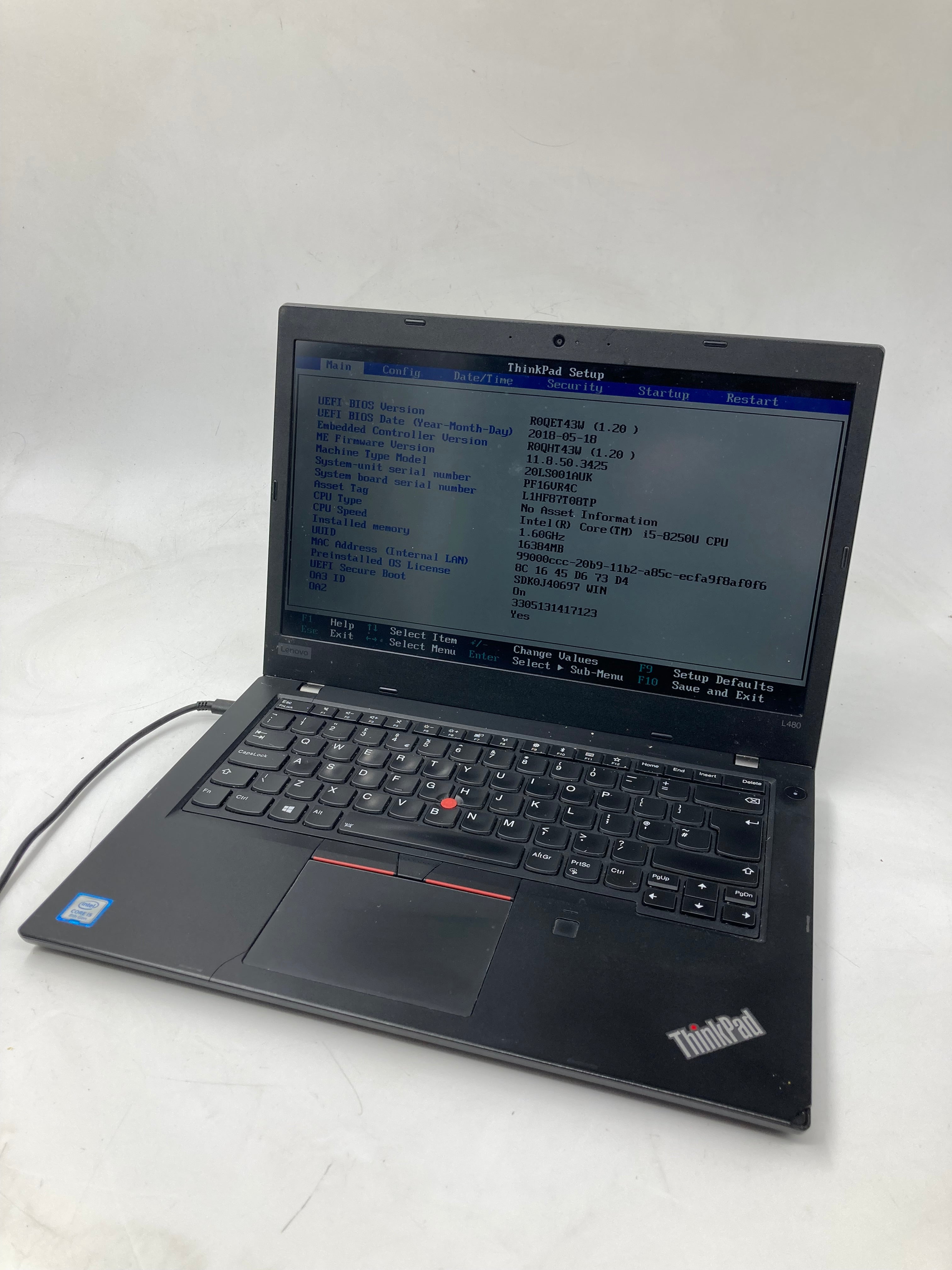 Lenovo Laptop ThinkPad L480 14" i5 8th Gen 16GB RAM No SSD No OS