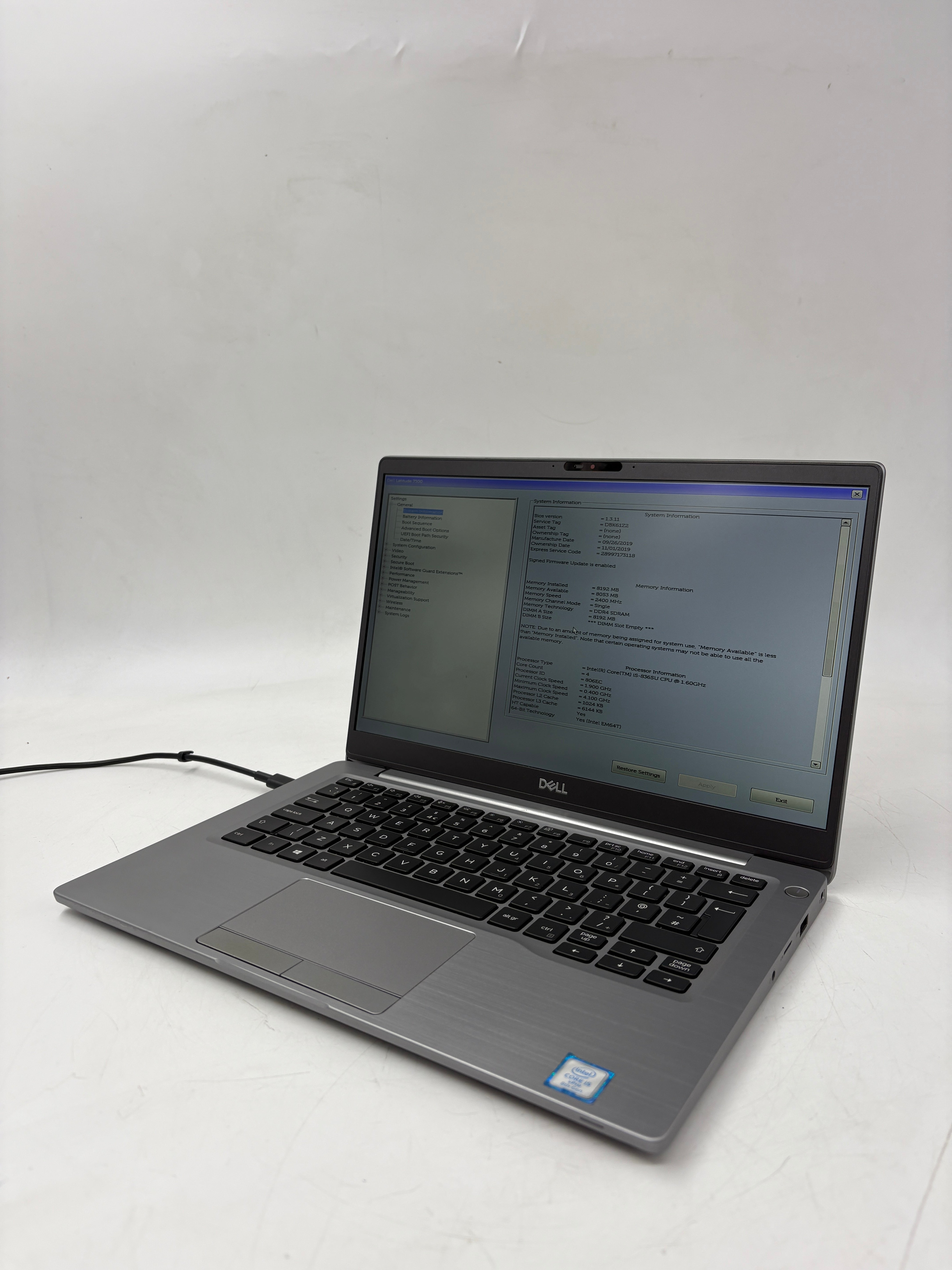 Dell Laptop 7300 13.3" Screen i5 8th Gen 8GB RAM 256GB SSD W11