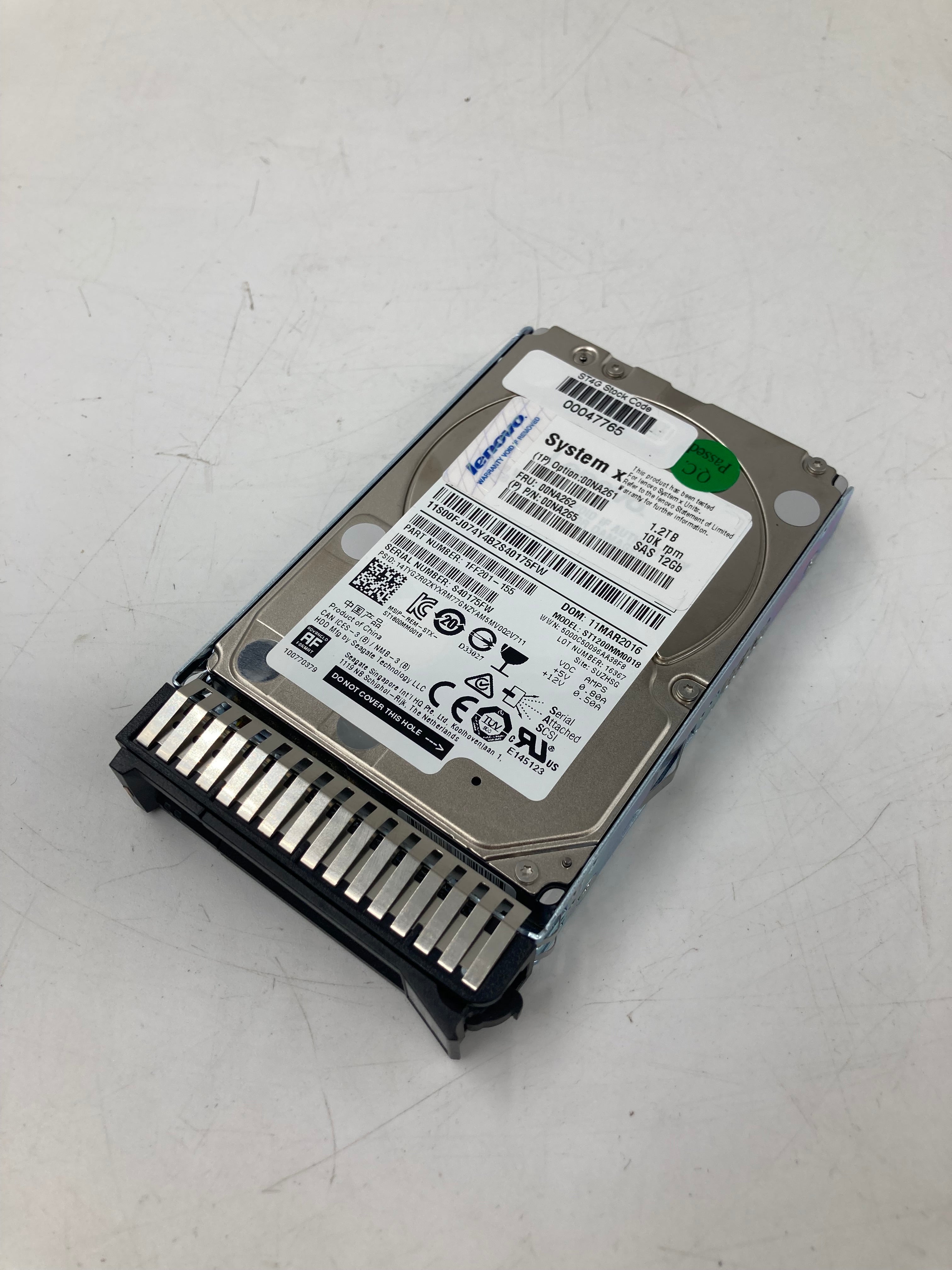 IBM HDD 2.5" SAS 1.2TB 10KRPM 12Gbps FRU 00NA262 Lot of 6