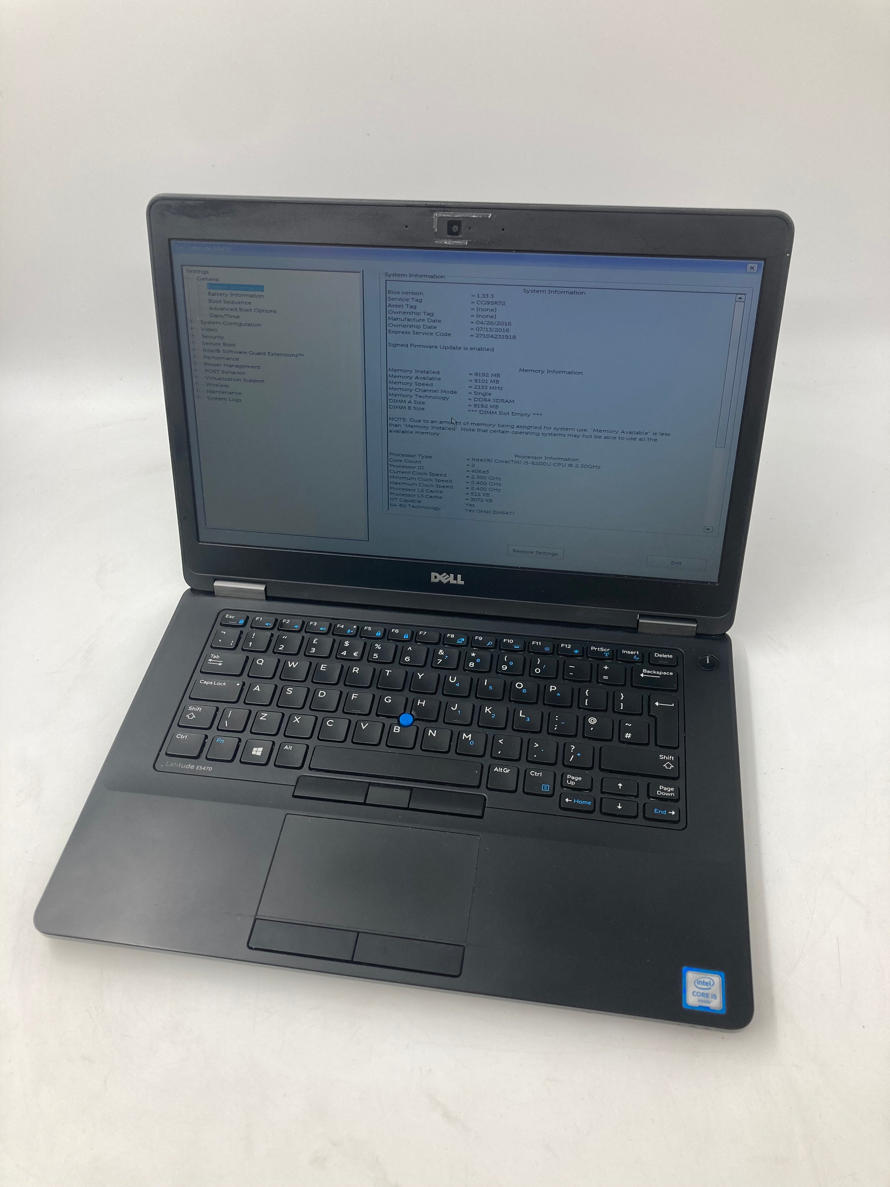 Dell Laptop Latitude E5470 14" i5 6th Gen 8GB RAM No HDD No OS