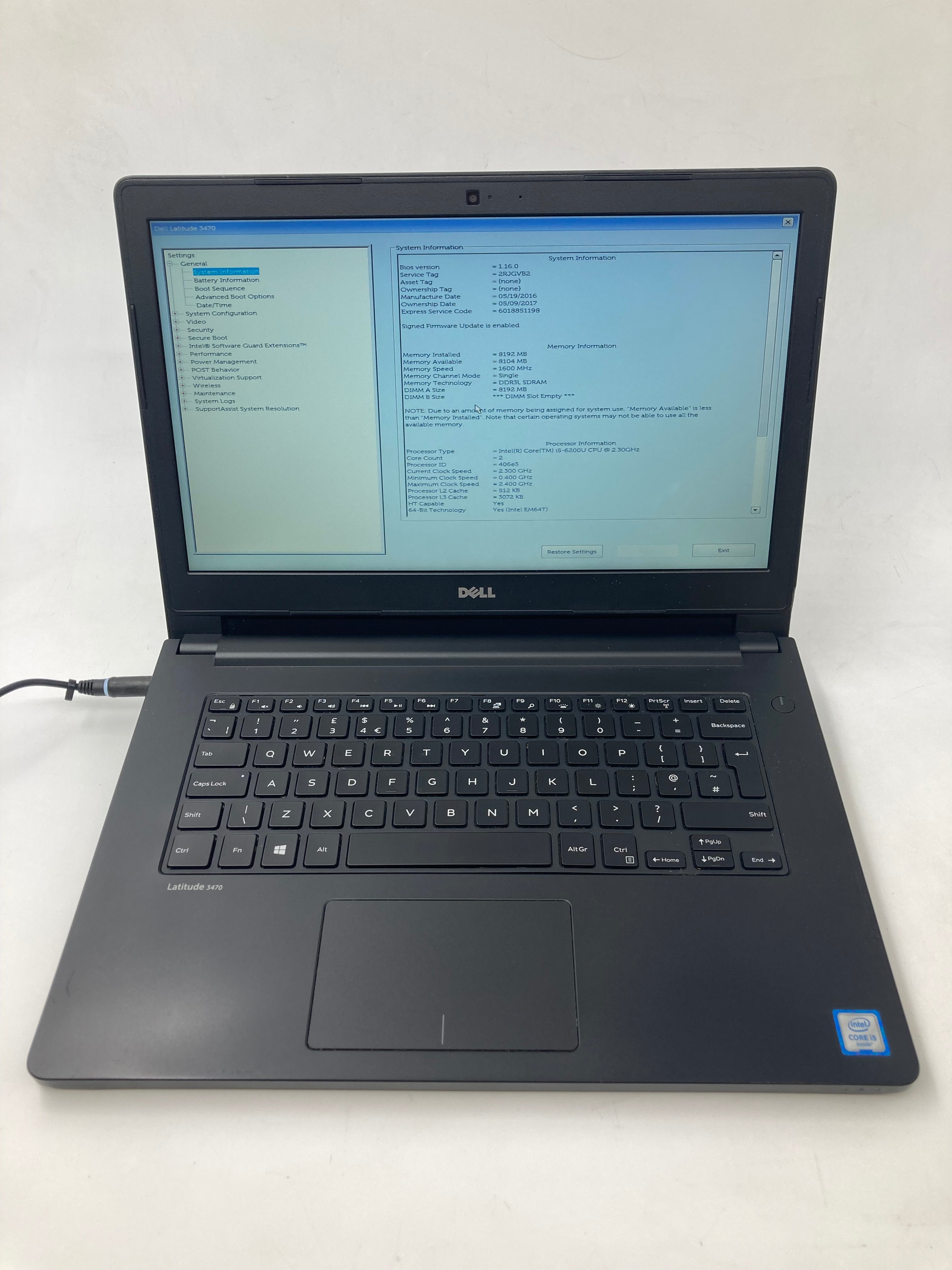 Dell Laptop Latitude 3470 14" i5 6th Gen 8GB RAM No HDD *Spares*