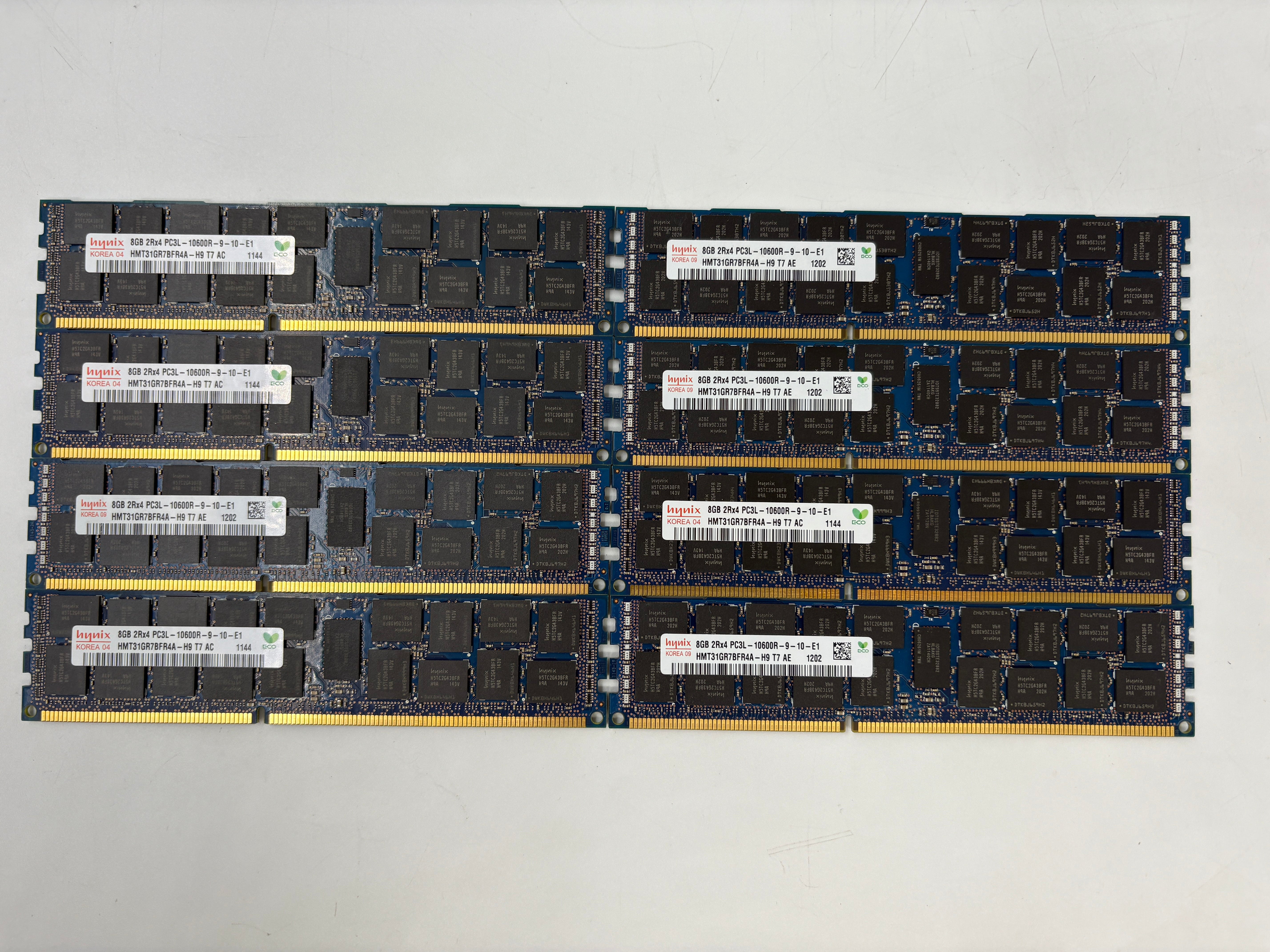 Batch of 8 Server RAM 8GB 2RX4 PC3L 10600R - DDR3L (HMT31GR7BFR4A-H9)