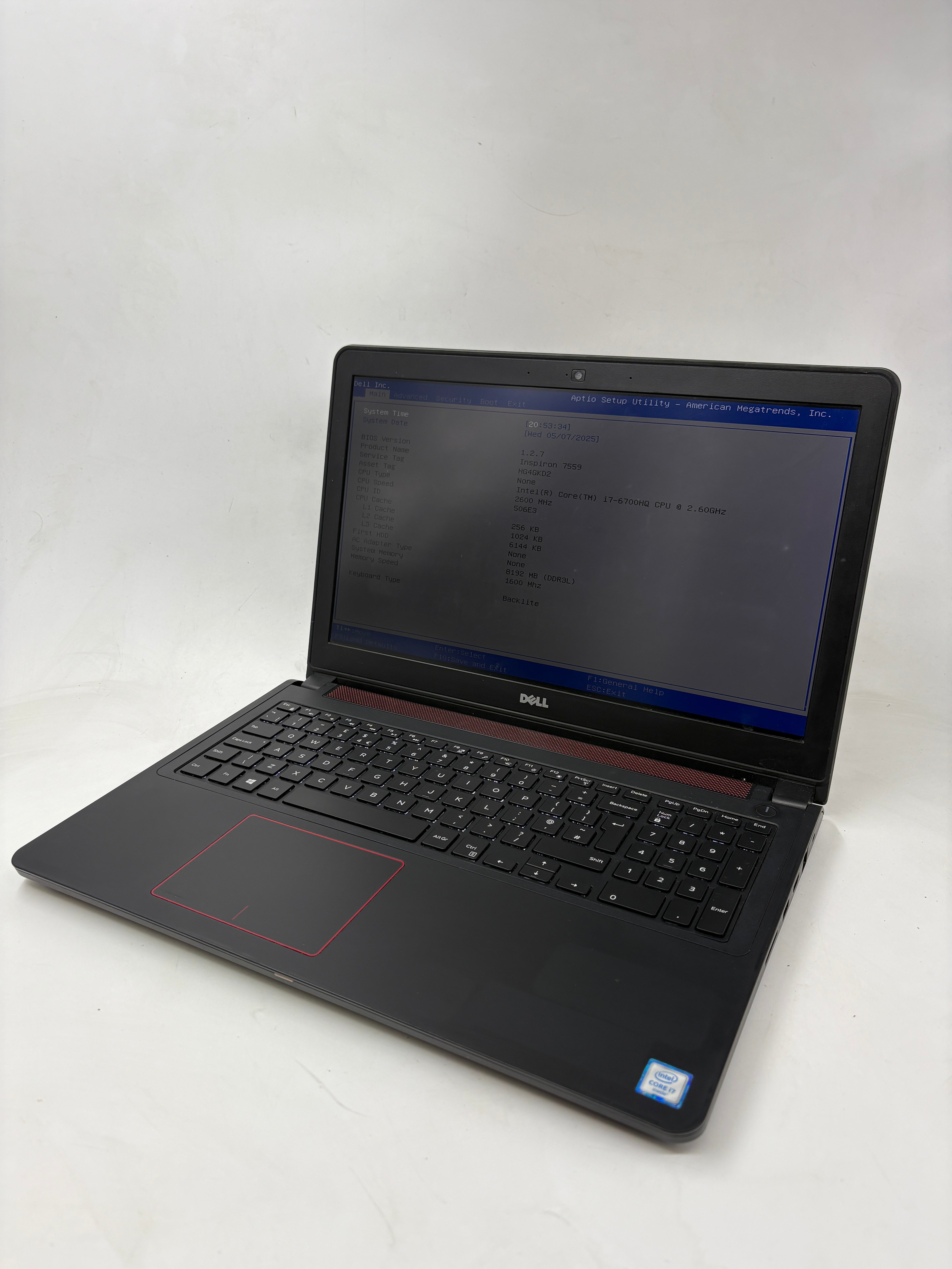 Dell Laptop Inspiron 7559 15.6" Screen i7 6th Gen 8GB RAM NO HDD NO OS