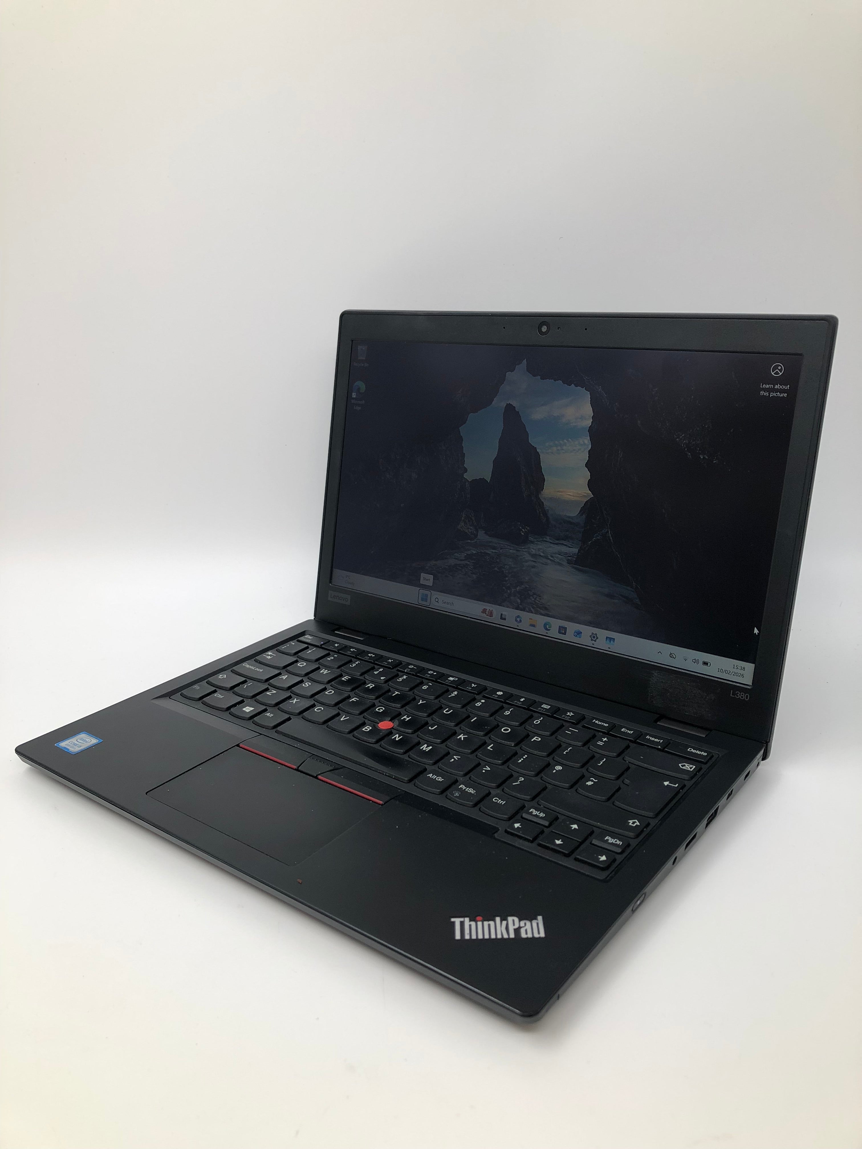 Lenovo ThinkPad L380 front angled view showing keyboard and 13" screen