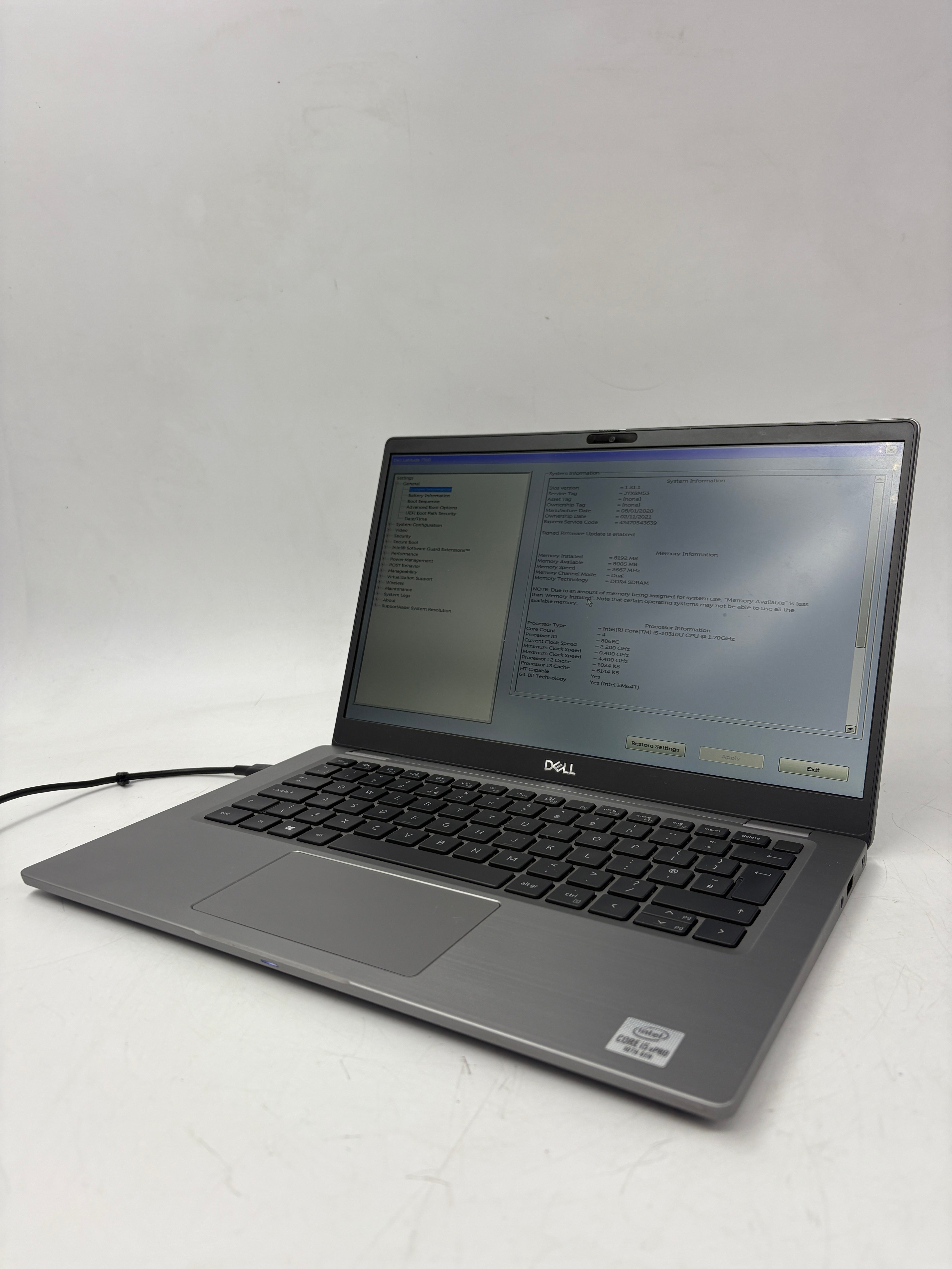 Dell Laptop Latitude 7310 13.3" Screen i5 10th Gen 8GB RAM 256GB SSD W11