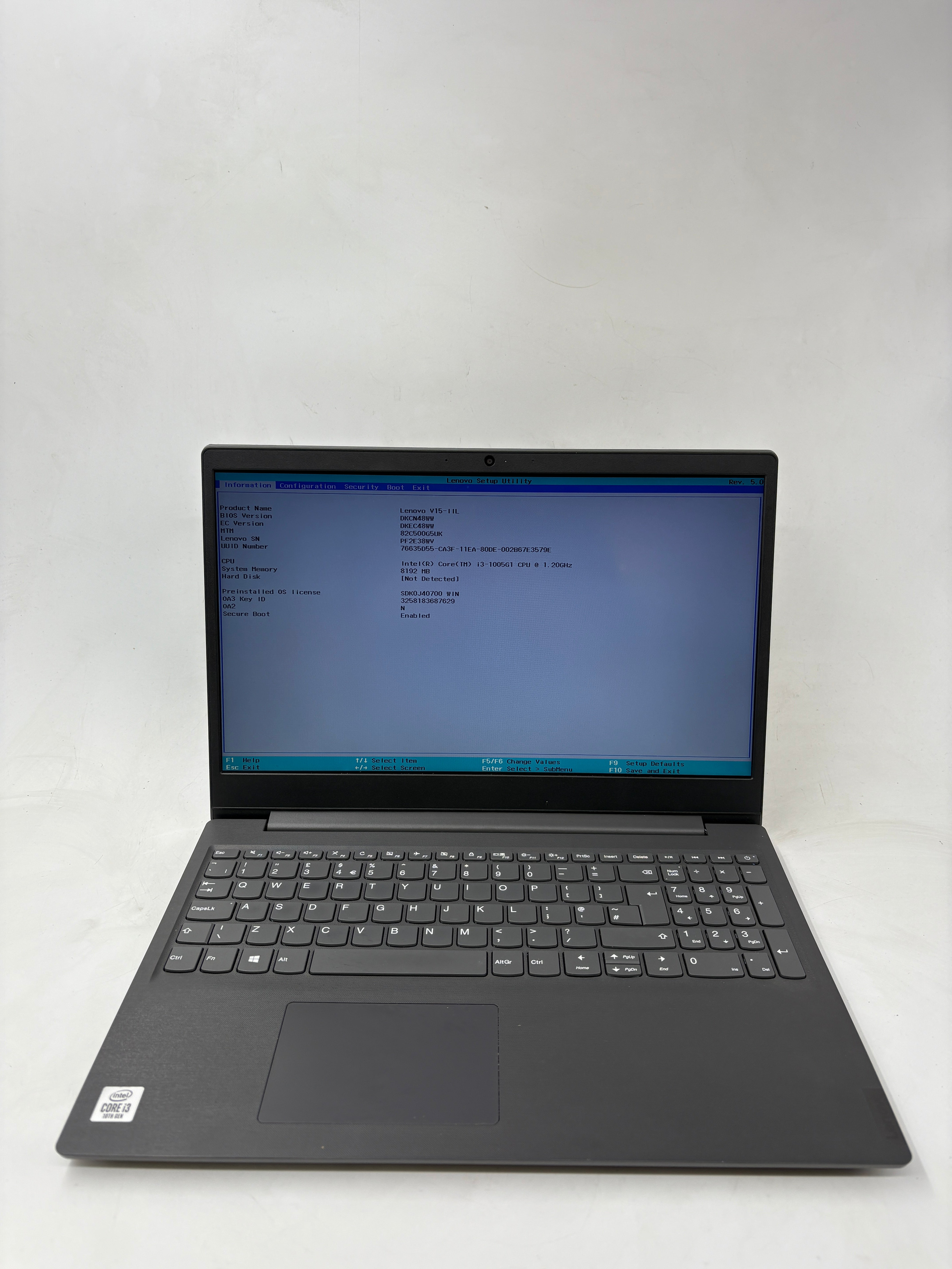 Lenovo Laptop V15-IIL 15.6" Screen i3 10th Gen 8GB RAM NO SSD NO OS