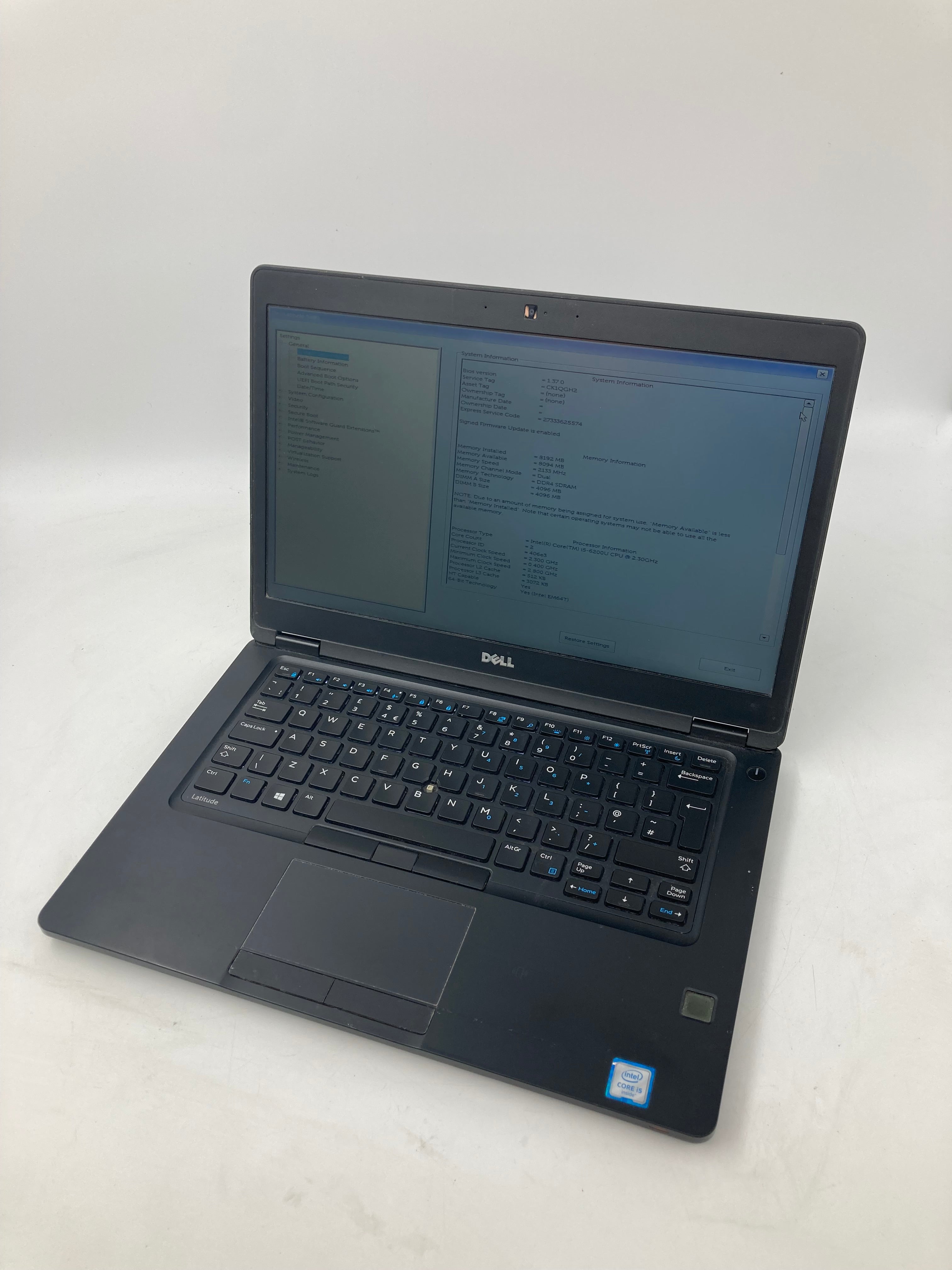 Dell Laptop Latitude 5480 14" i5 6th Gen 8GB RAM No HDD No OS