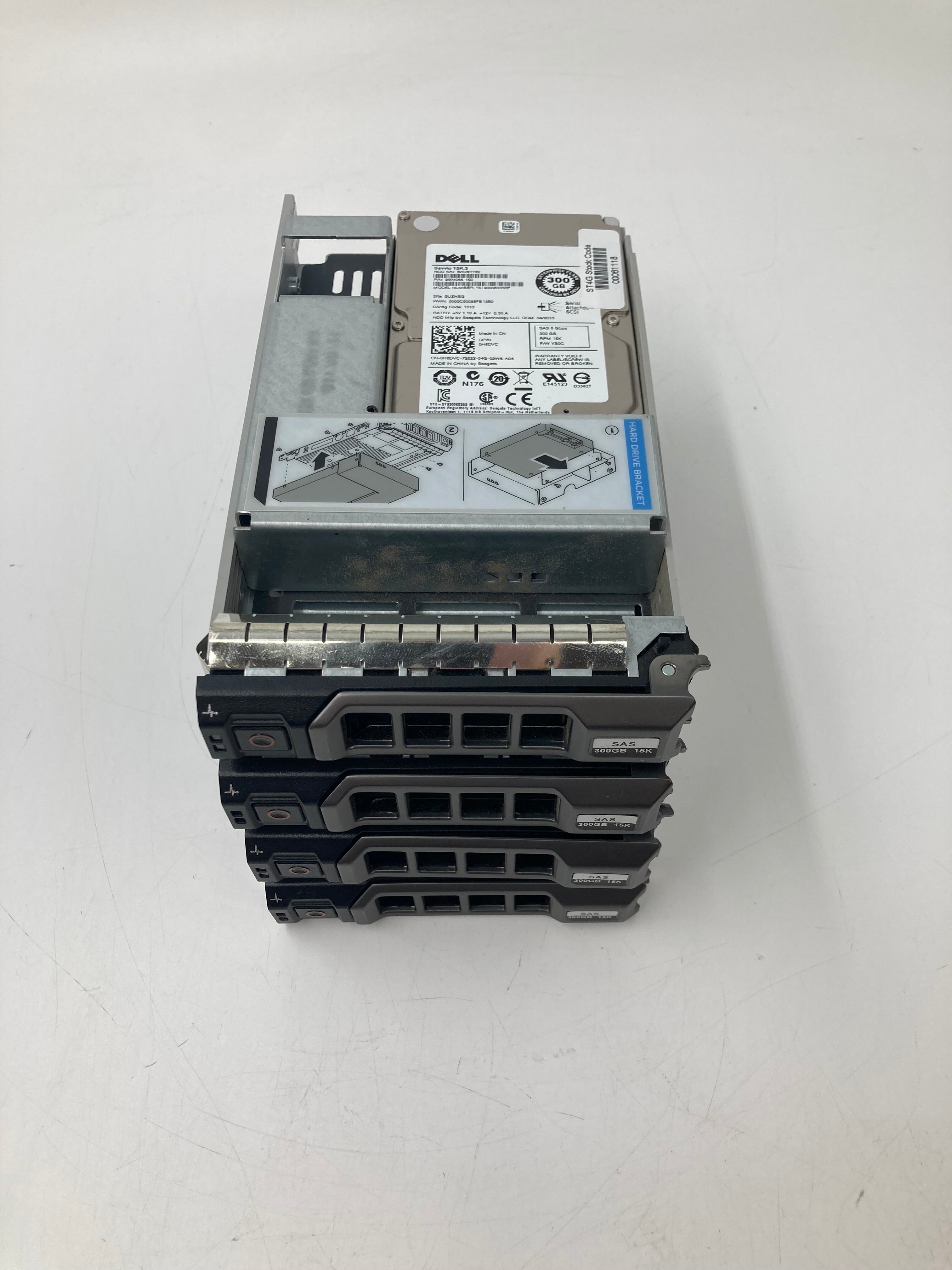Batch x4 Dell HDDs | 300GB | 2.5 inch | SAS | 0H8DVC | ST9300653SS | 15K RPM | 6Gbps