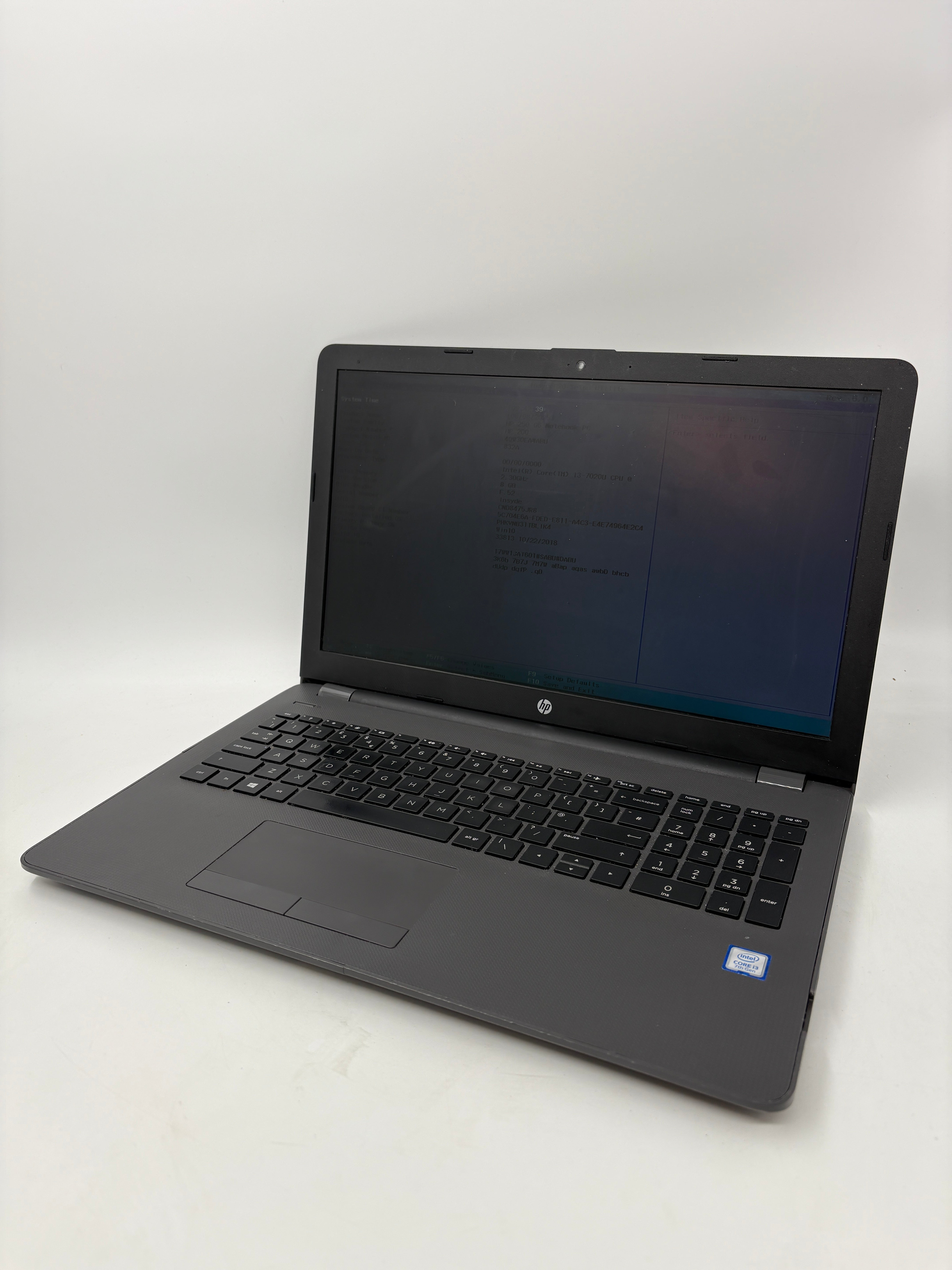 HP Laptop 250 G6 15.6" Screen i3 7th Gen 8GB RAM NO SSD NO OS