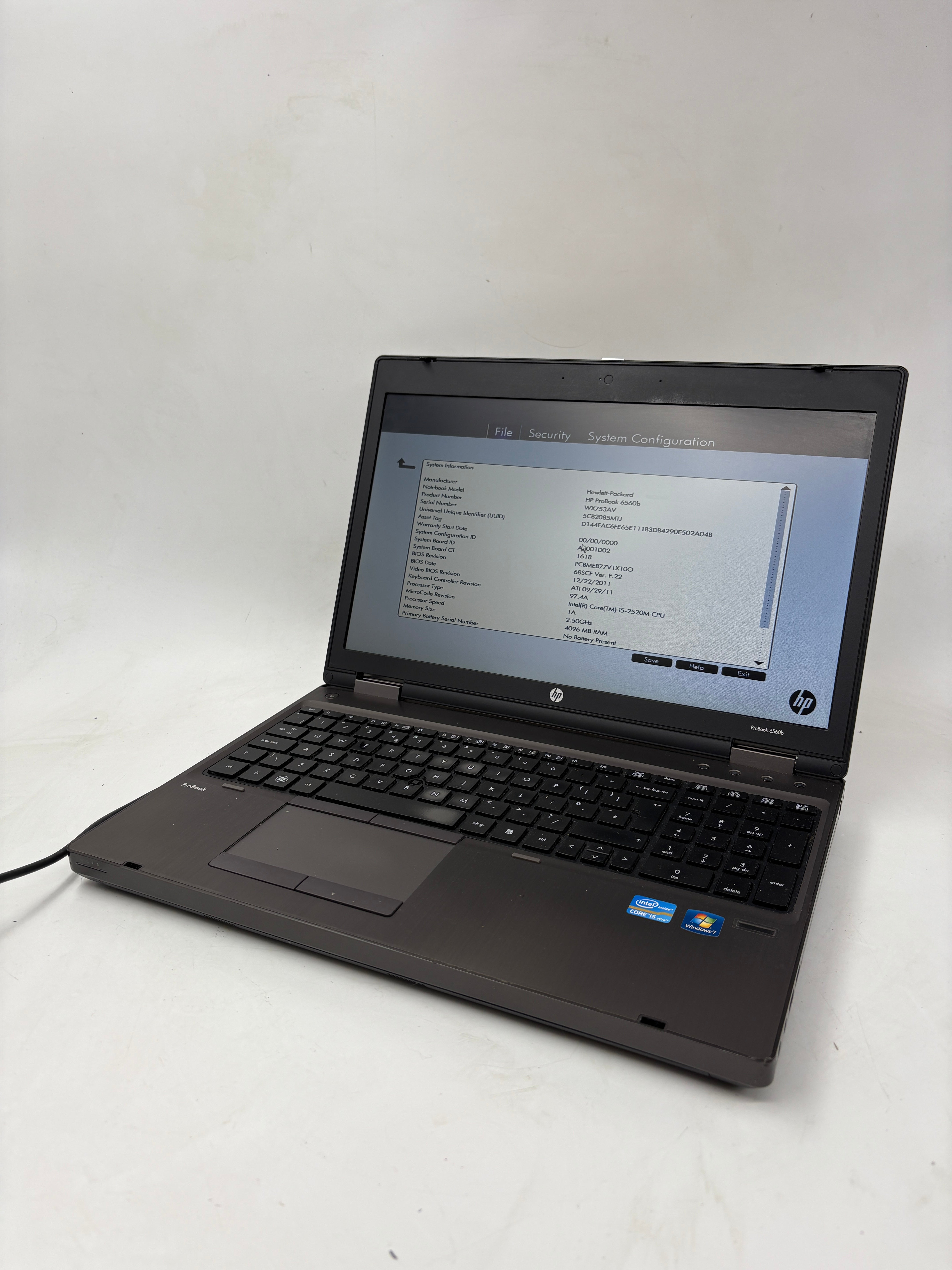 HP Laptop ProBook 6560b 15.6" Screen i5 2nd Gen 4GB RAM NO SSD NO OS