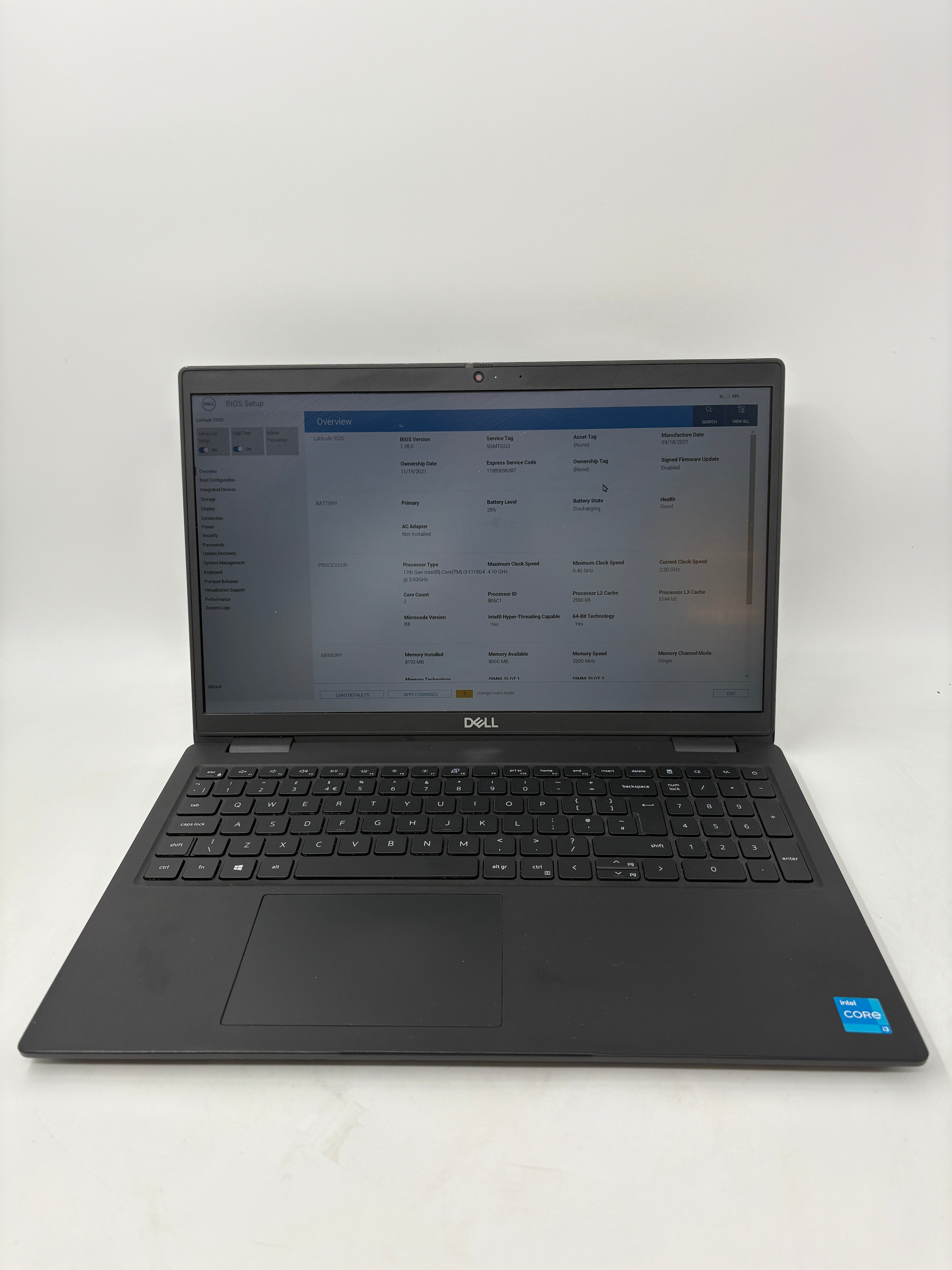 Dell Laptop Latitude 3520 15.6" Screen i3 11th Gen 8GB RAM No SSD No OS