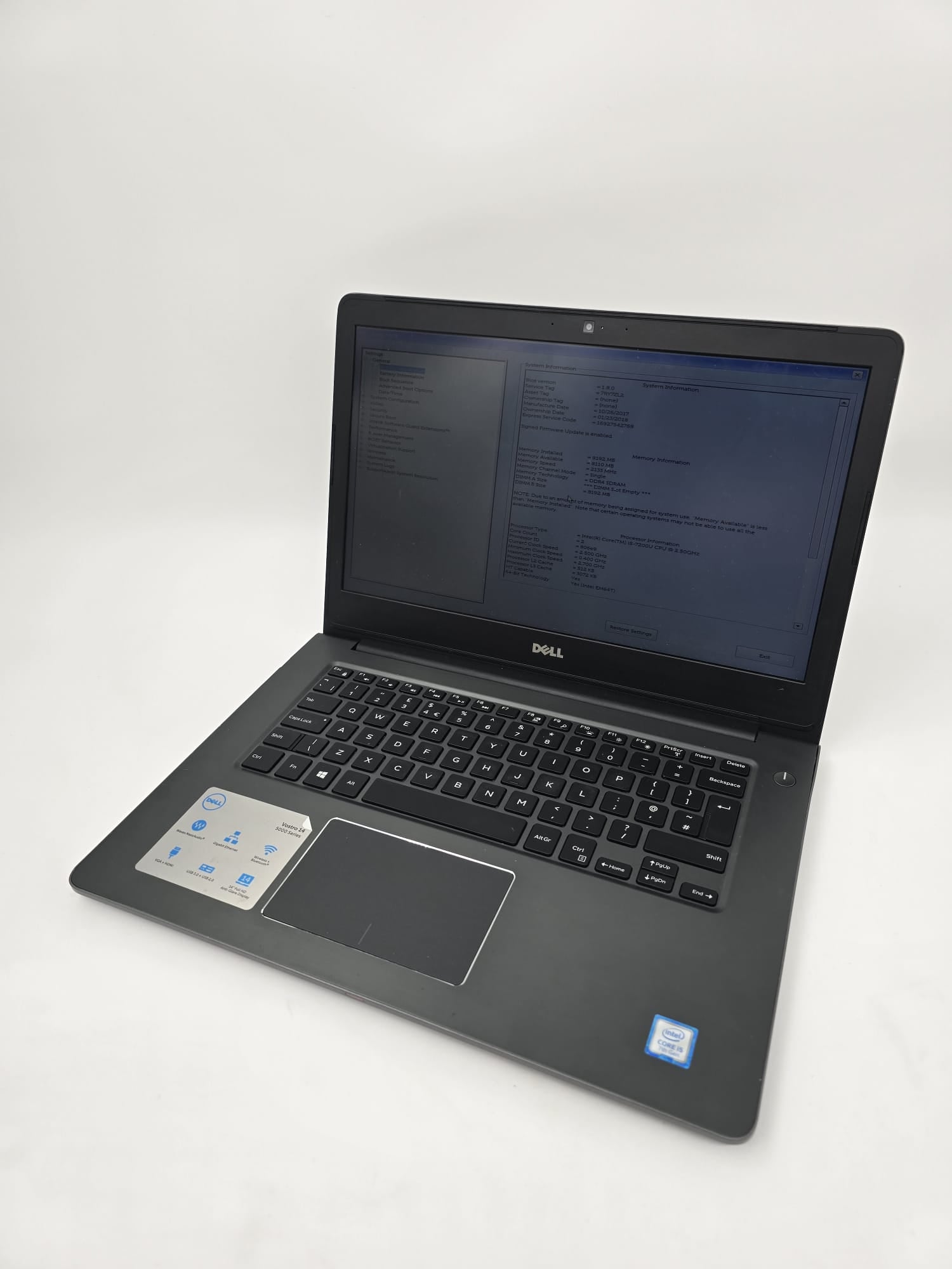 Dell Laptop Vostro 5468 14" Screen i5 7th Gen 8GB RAM No SSD *Spares*