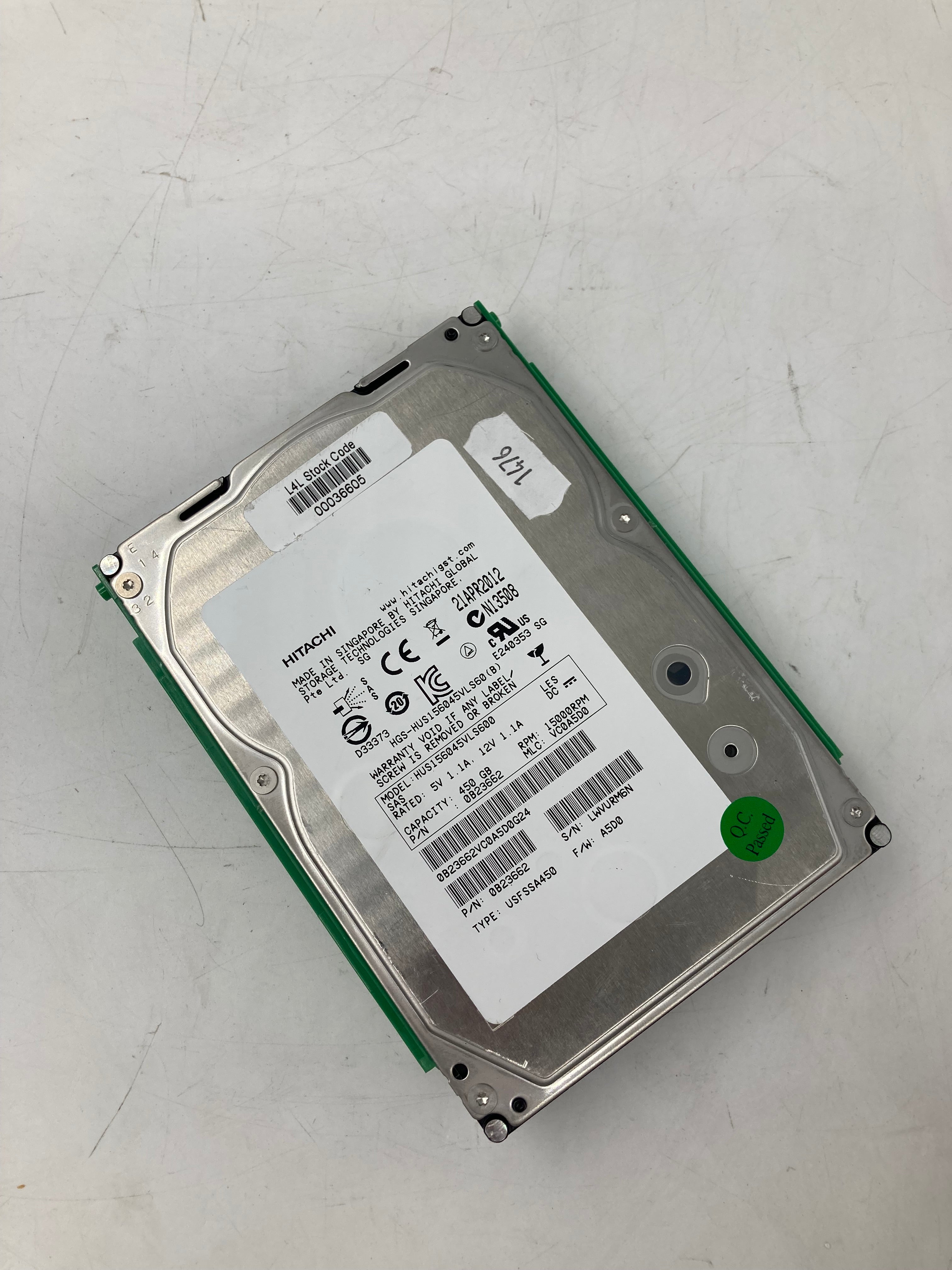 Hitachi HDD 3.5" SAS 450GB 15K RPM 6 Gbps P/N 0B23662 Lot of 3 