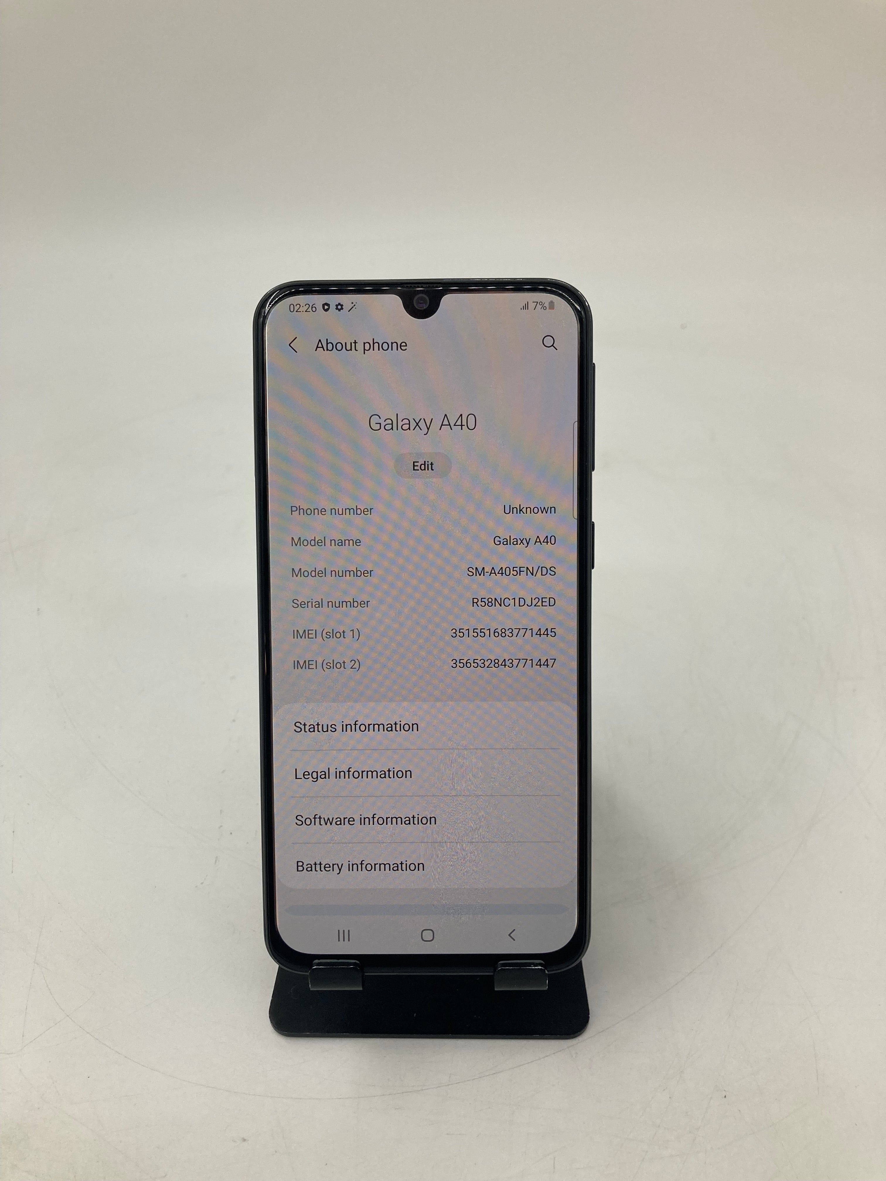 Samsung Galaxy A40 5.9" Screen 2019 64GB Storage Silver