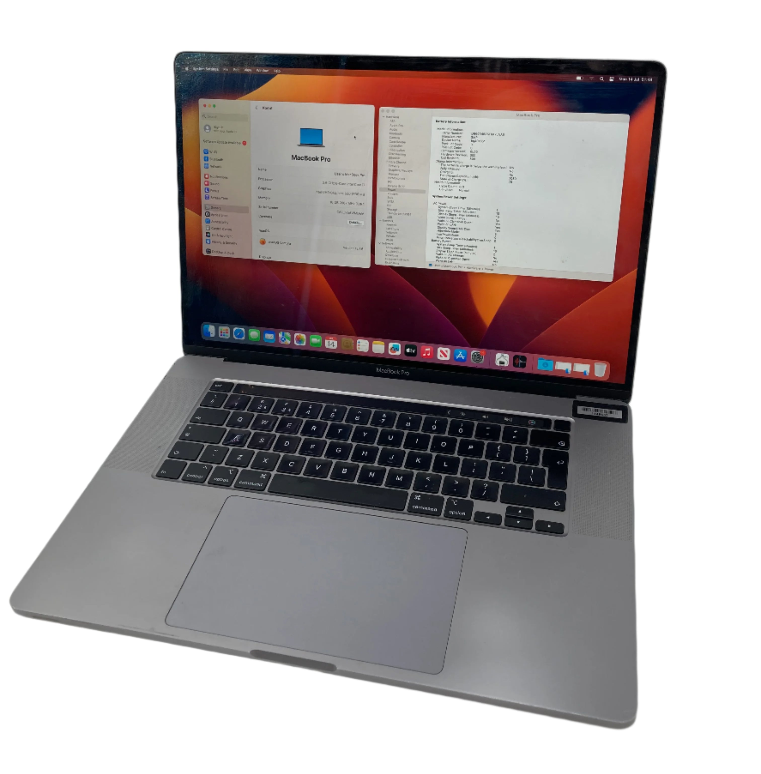 Apple MacBook Pro 2019 16" A2141 i7 9th Gen 16GB RAM 500GB SSD OS Ventura