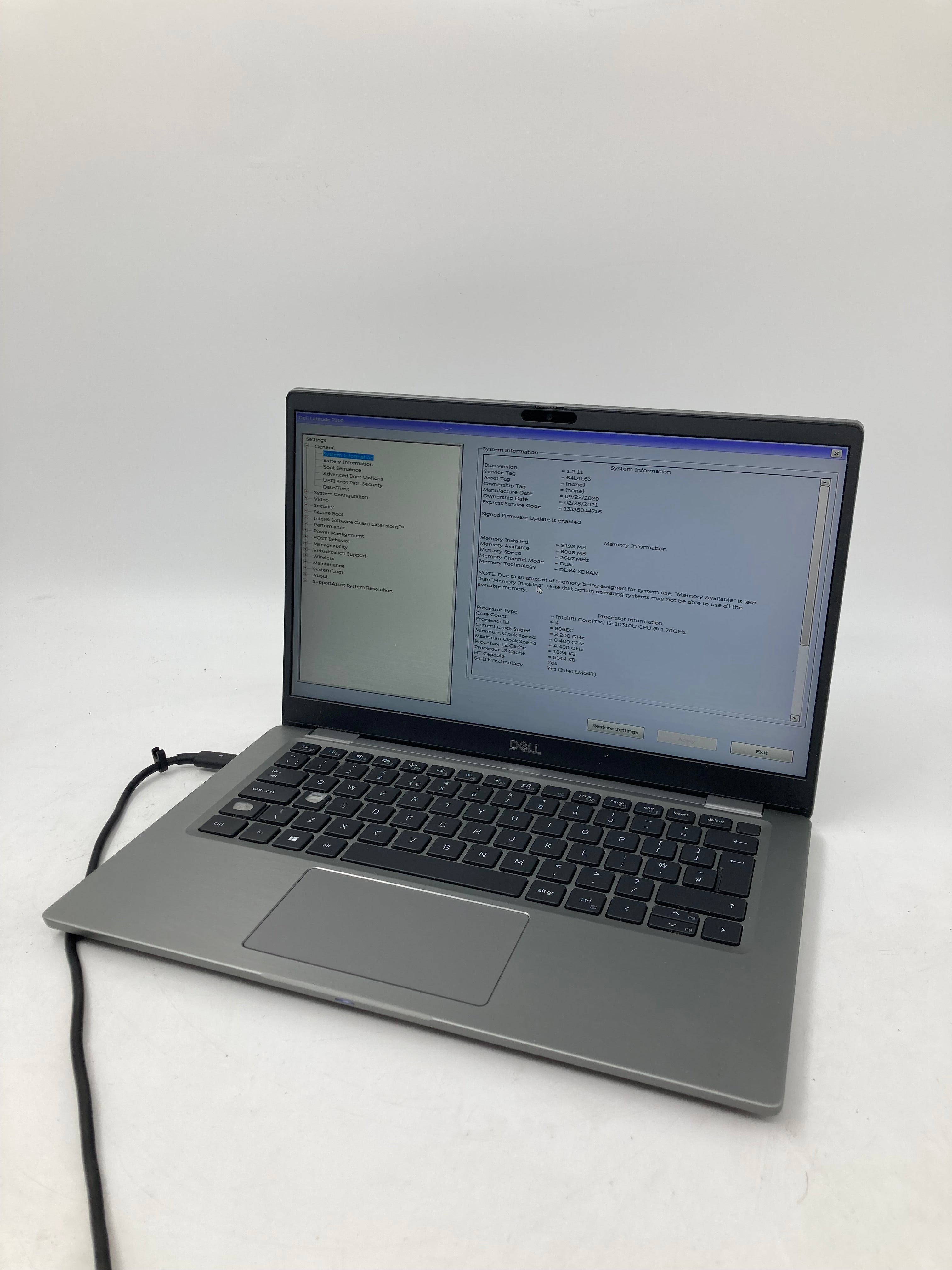 Dell Laptop Latitude 7310 13" i5 10th Gen 8GB RAM 256GB SSD No OS