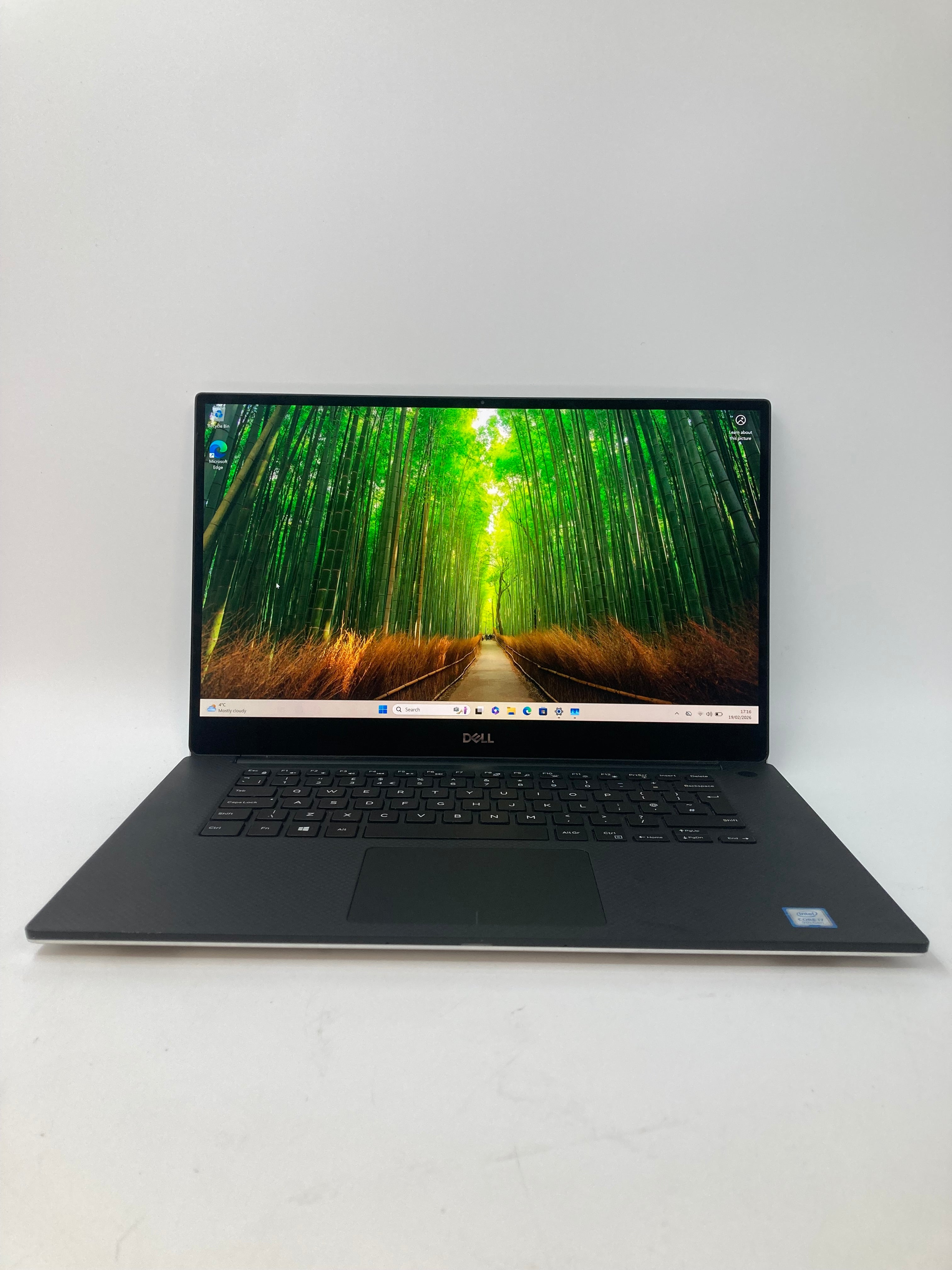 Dell XPS 15 7590 front view showing keyboard and 15.6" screen