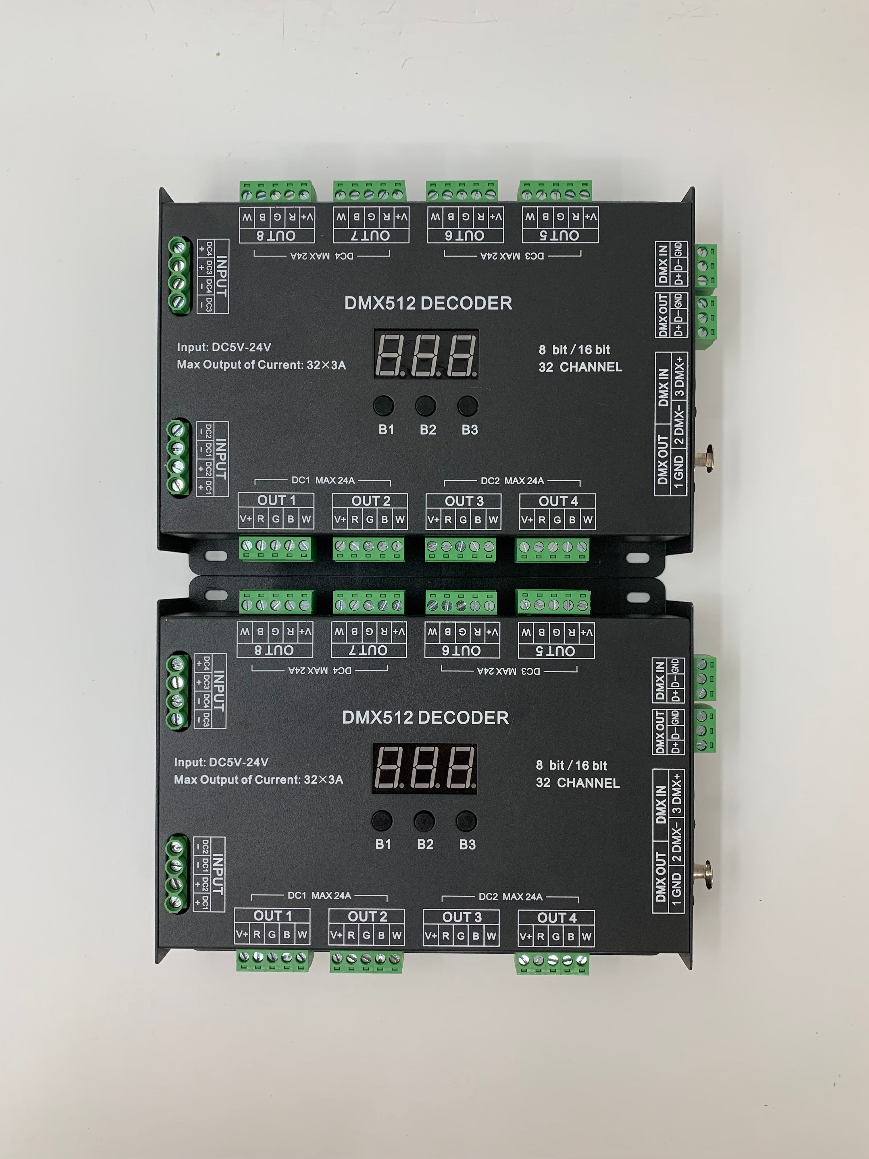 DMX512 Decoder, 32 Channel, Dimmer DC5-24V, 8 Bit/16 Bit, Lot of 2