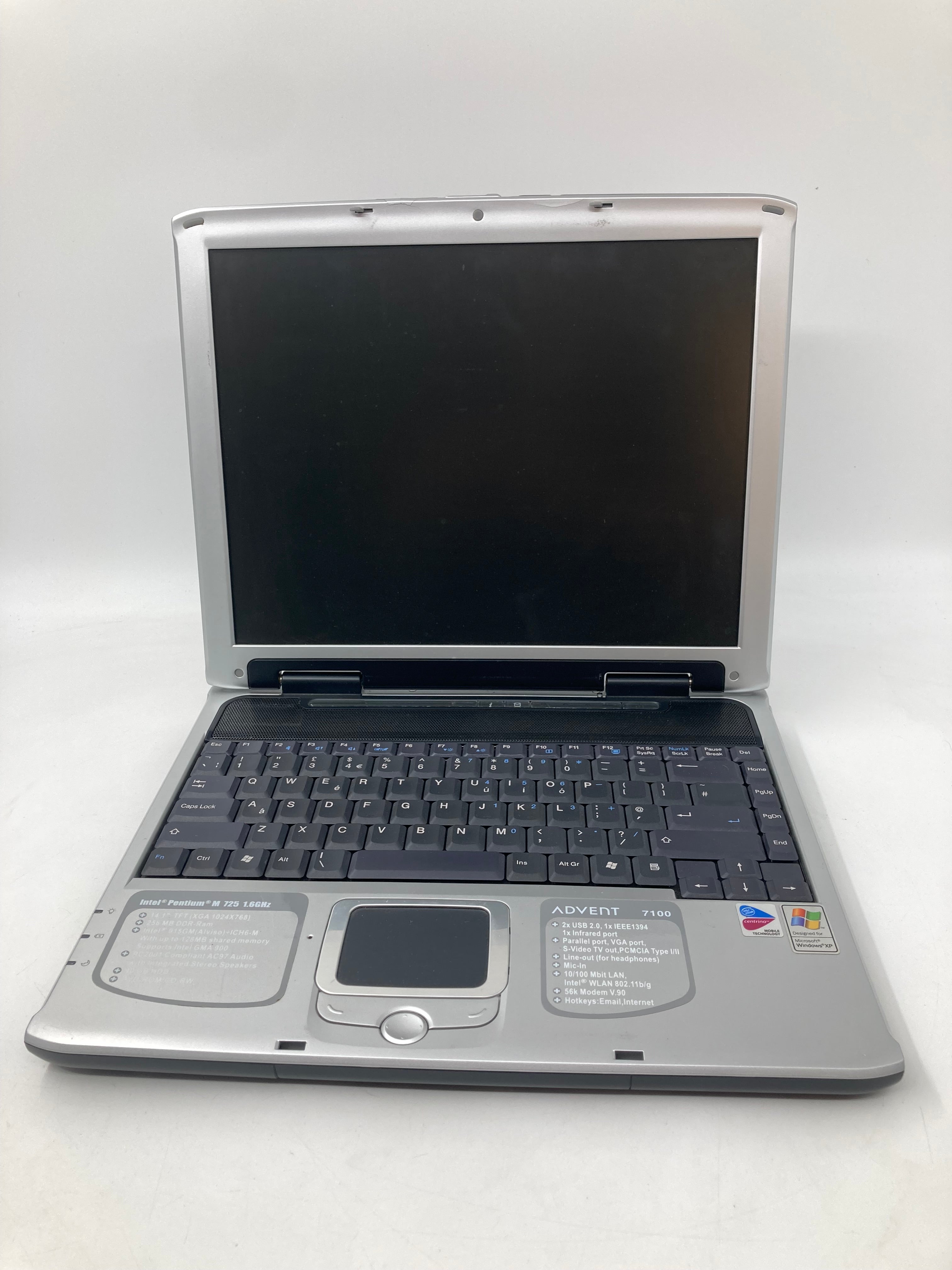 Advent 7100 15.6" Screen Pentium M725 No RAM No SSD No OS