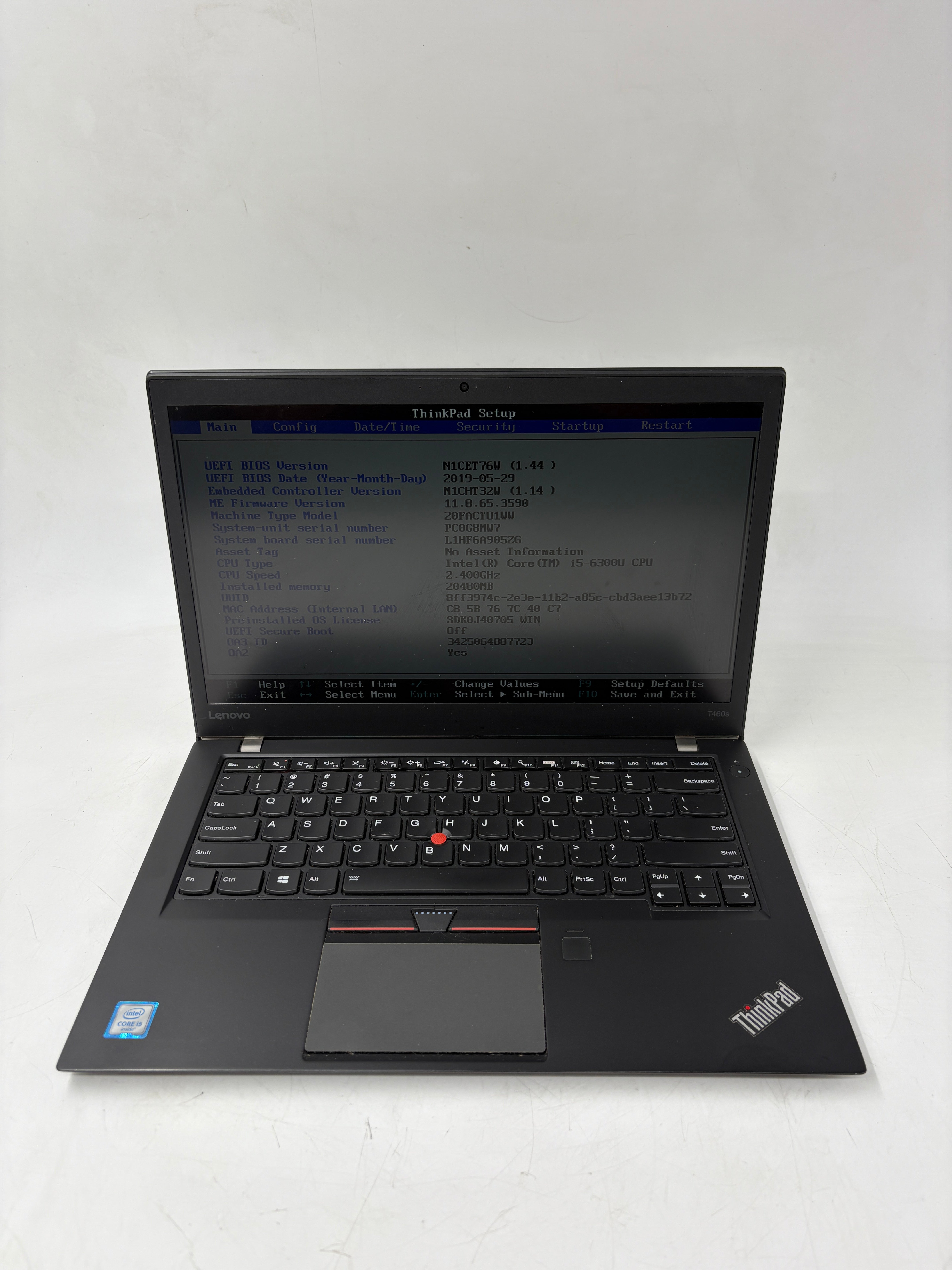 Lenovo Laptop ThinkPad T460s 14" Screen i5 6th Gen 20GB RAM NO SSD NO OS
