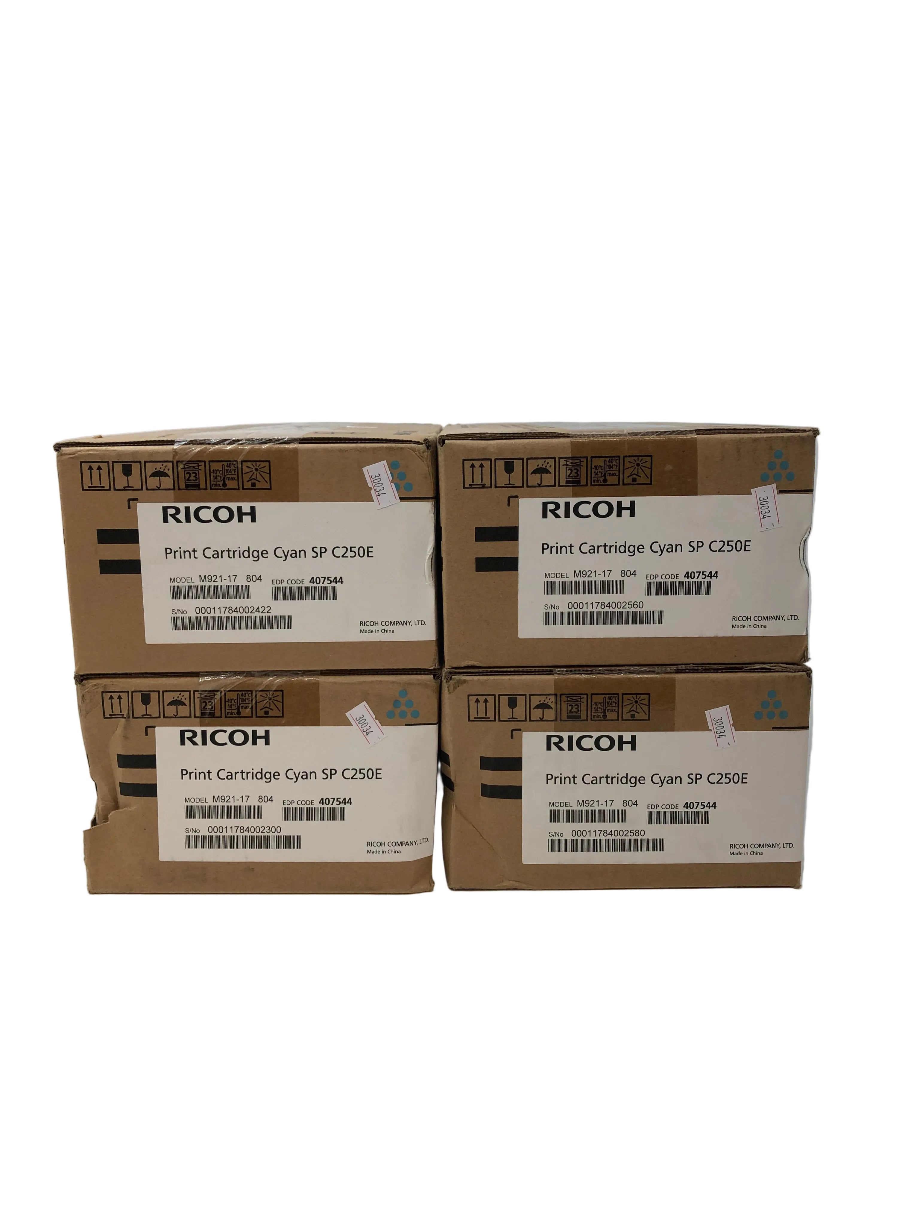 BATCH x4, Ricoh Printer Cartridges, Cyan, SP C250E, New and Sealed in Box