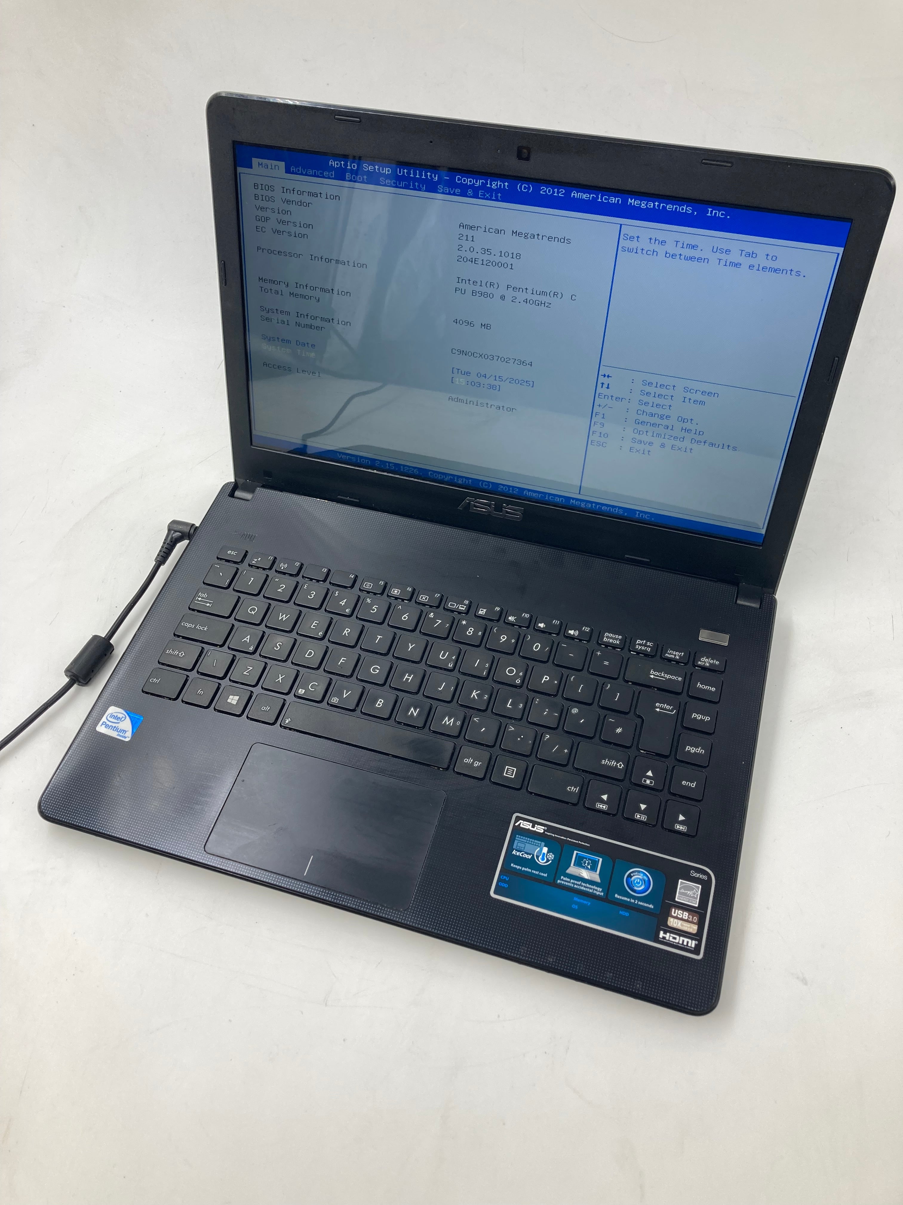 Asus Laptop X401A 14" Intel Pentium B980 4GB RAM No SSD No OS *Spares* #2