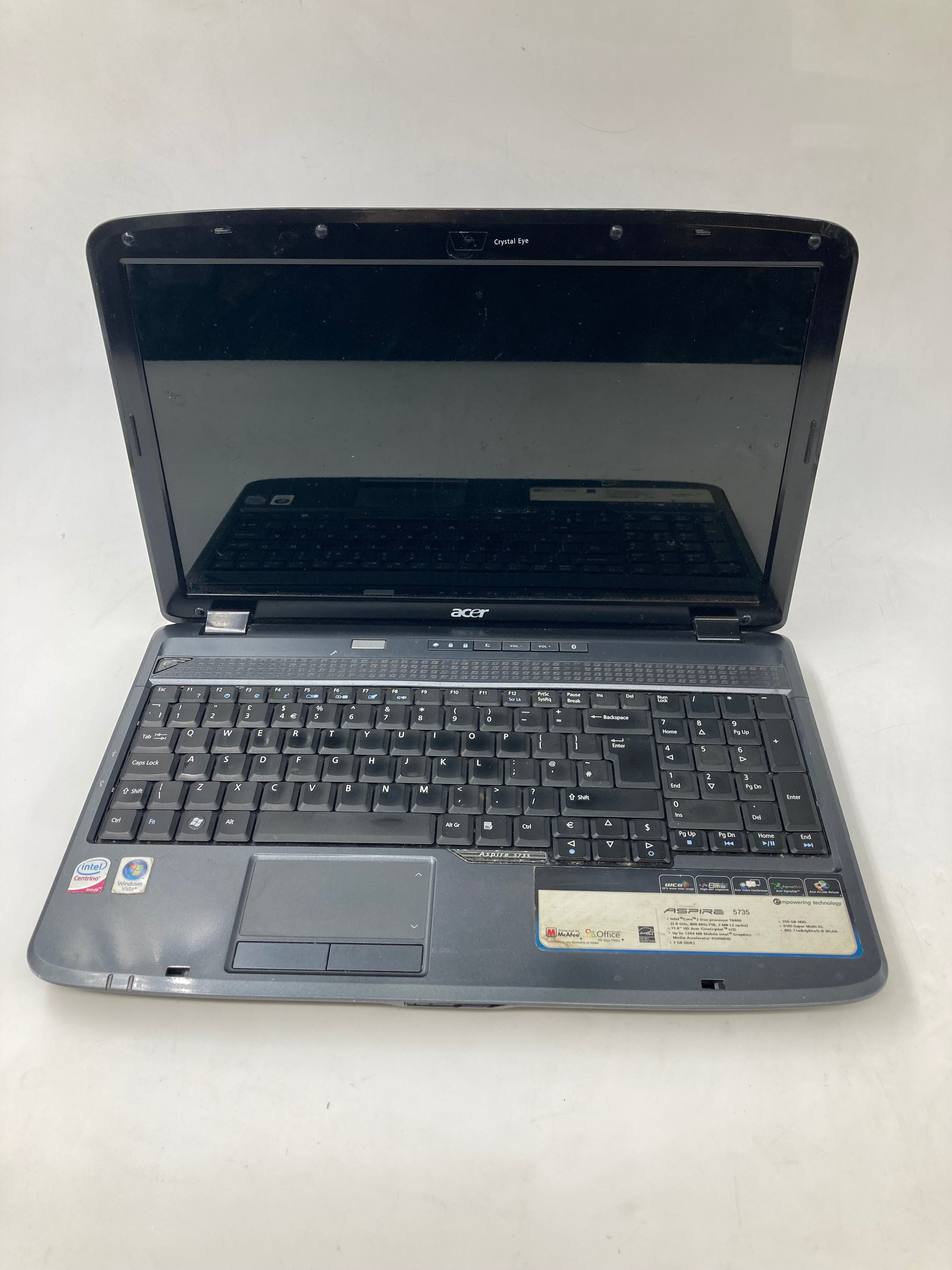 Acer Laptop Aspire 5735 15.6" Core 2 Duo T6400 3GB RAM No HDD *Spares*