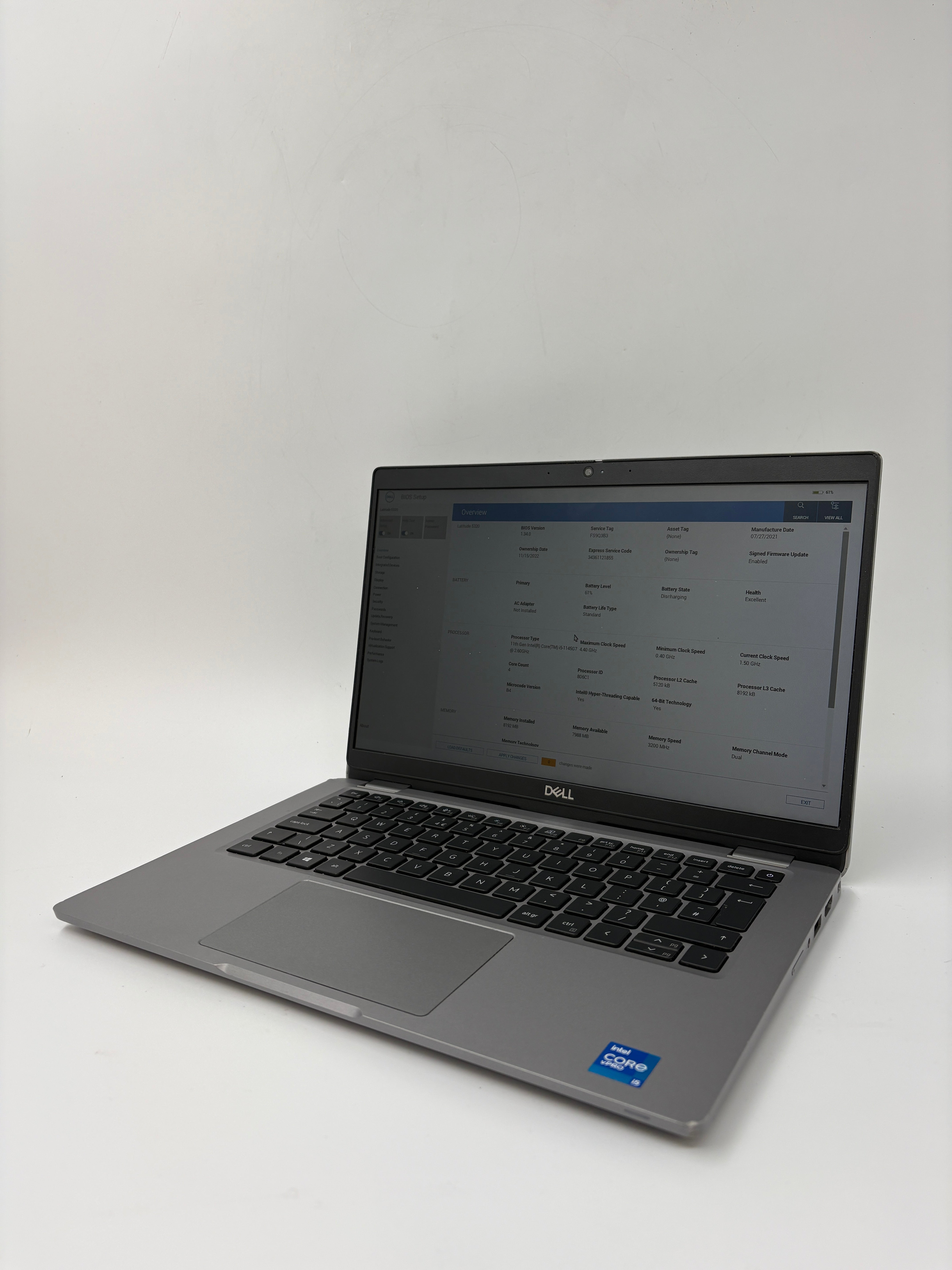 Dell Laptop Latitude 5320 13.3" Screen i5 11th Gen 8GB RAM No SSD No OS Spares