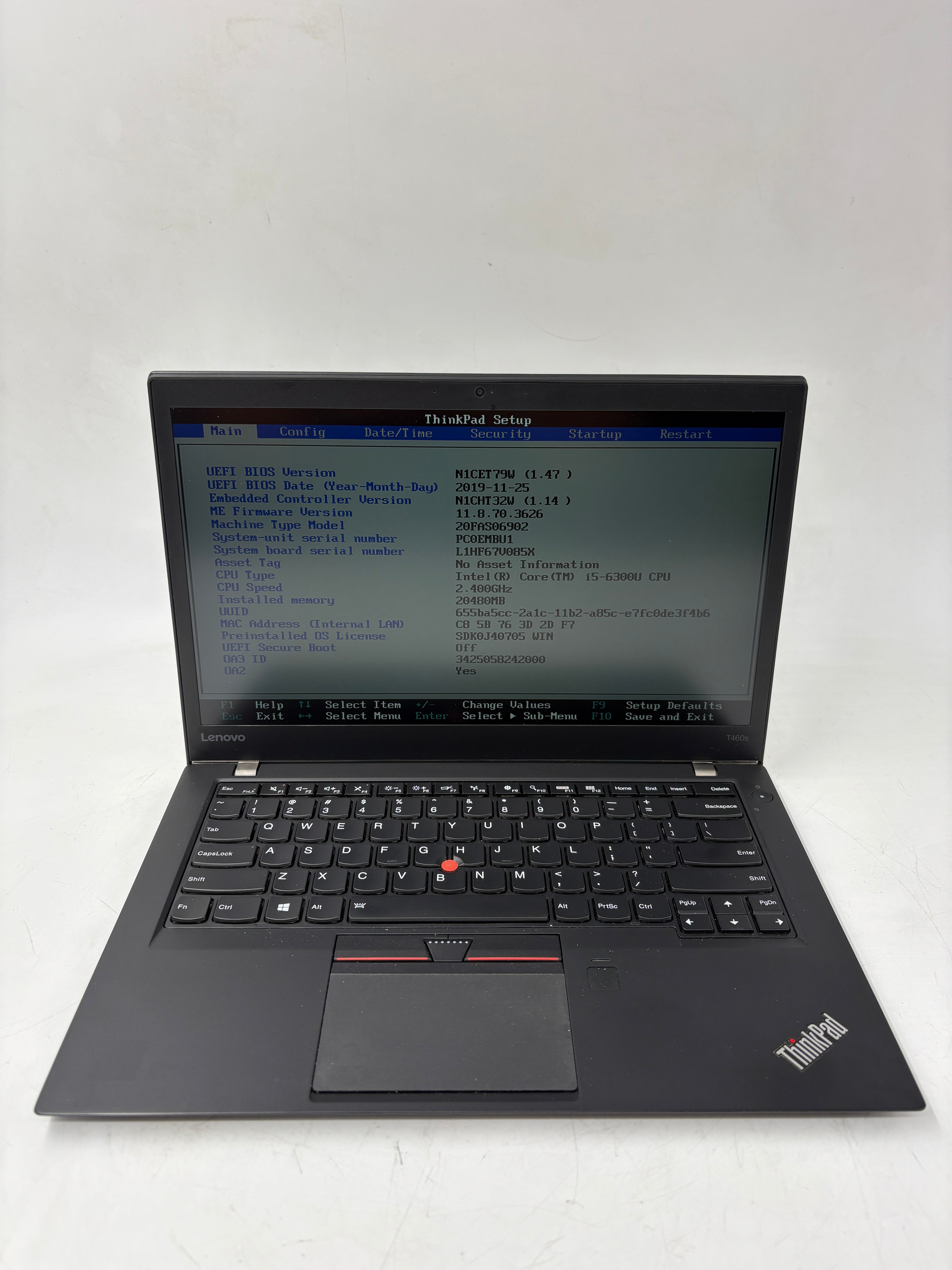 Lenovo Laptop Thinkpad T460s 14" Screen i5 6th Gen 20GB RAM NO SSD NO OS