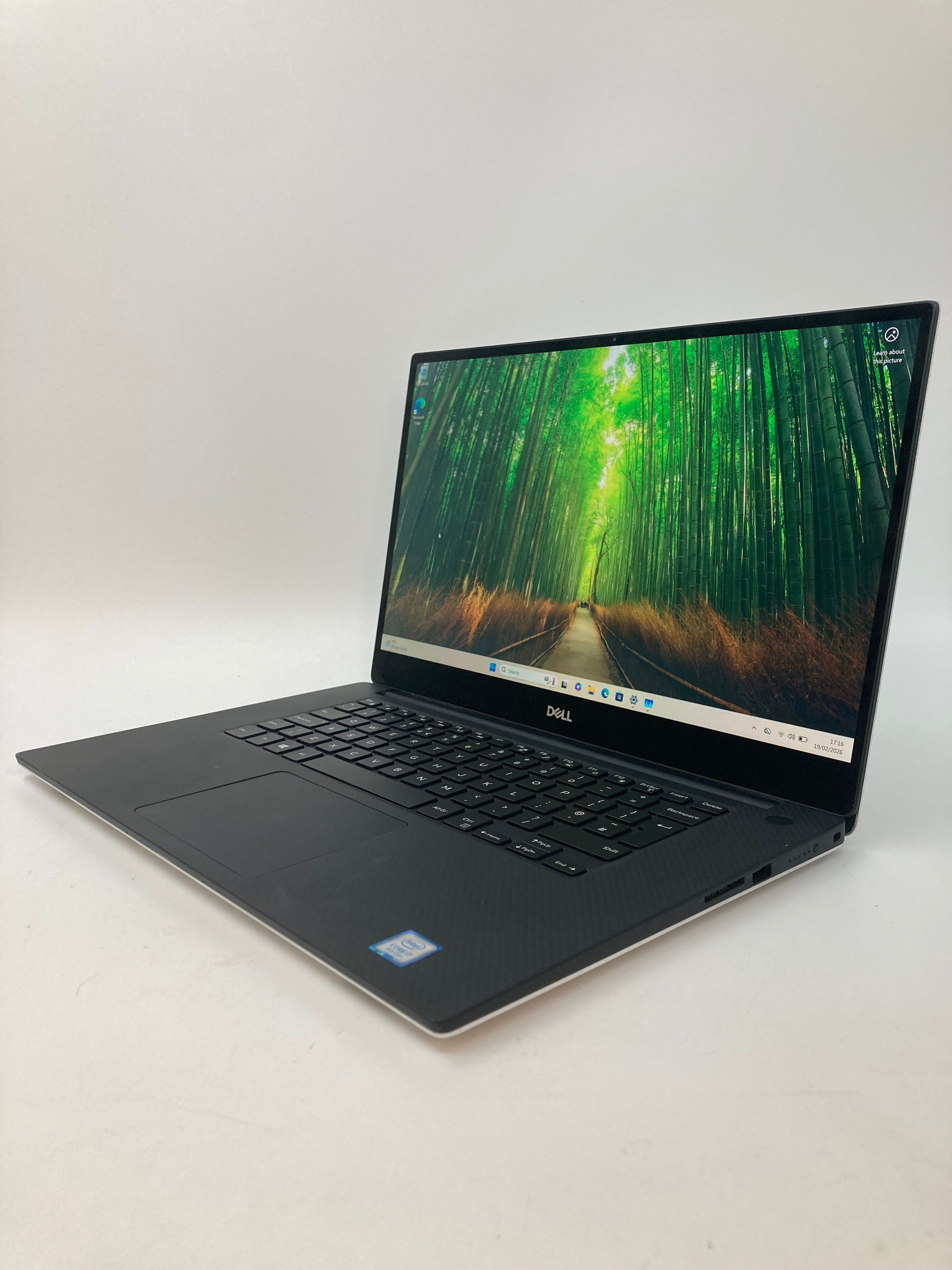 Dell XPS 15 7590 front angled view showing keyboard and 15.6" screen