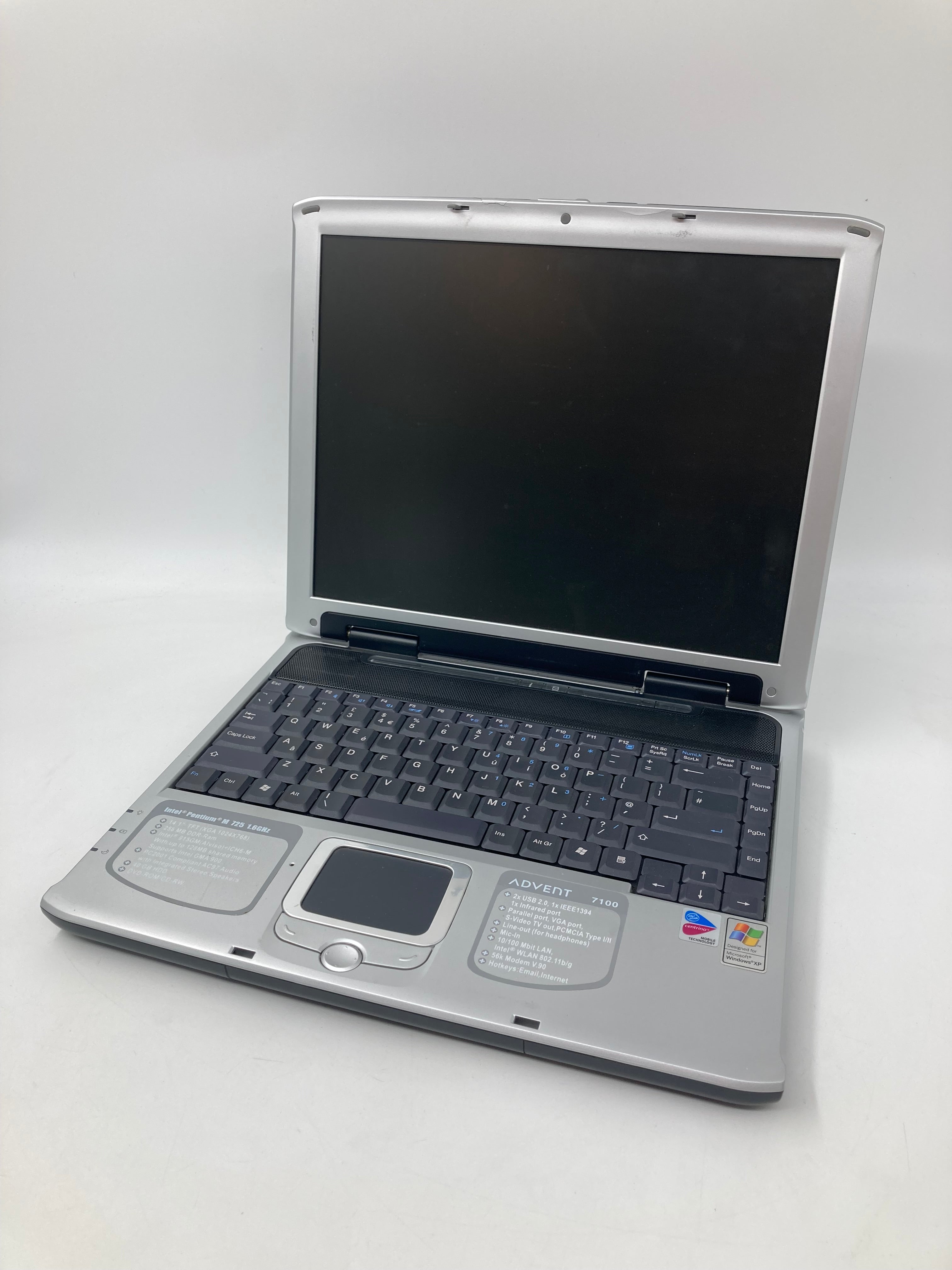 Advent 7100 15.6" Screen Pentium M725 No RAM No SSD No OS
