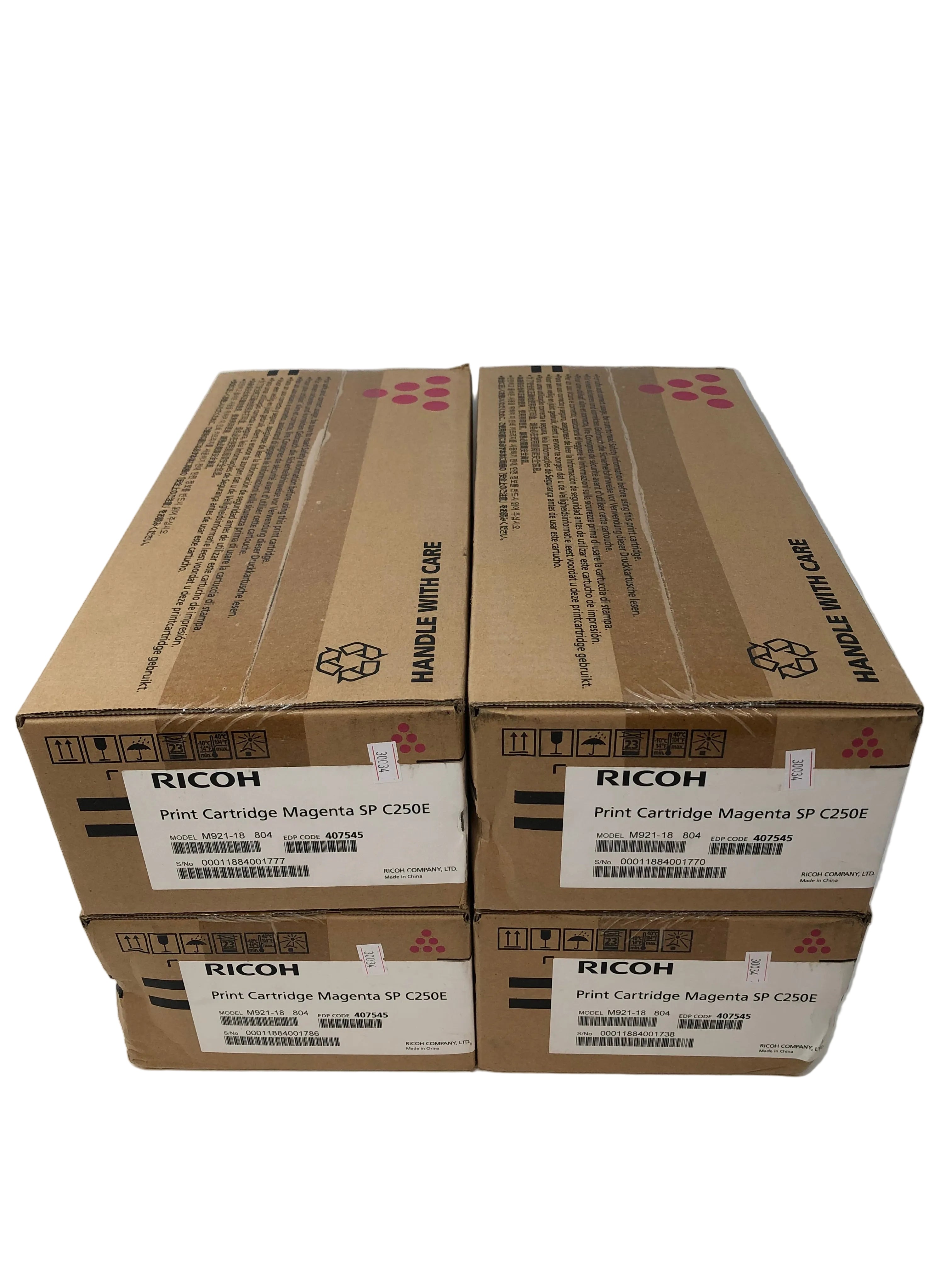 BATCH x4, Ricoh Printer Cartridges, Magenta, SP C250E, New and Sealed in Box