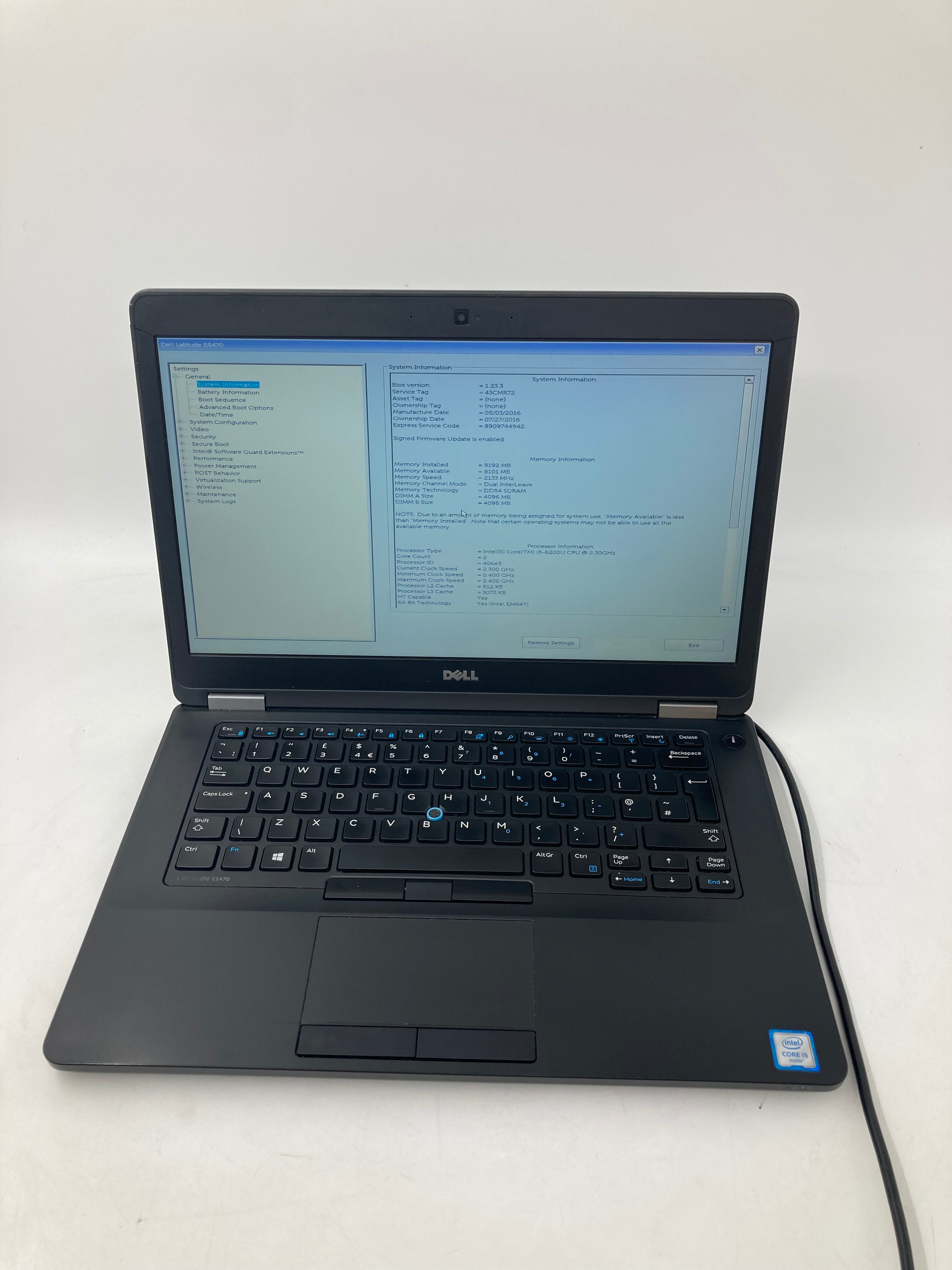 Dell Laptop Latitude E5470 14" i5 6th Gen 8GB RAM No HDD No OS
