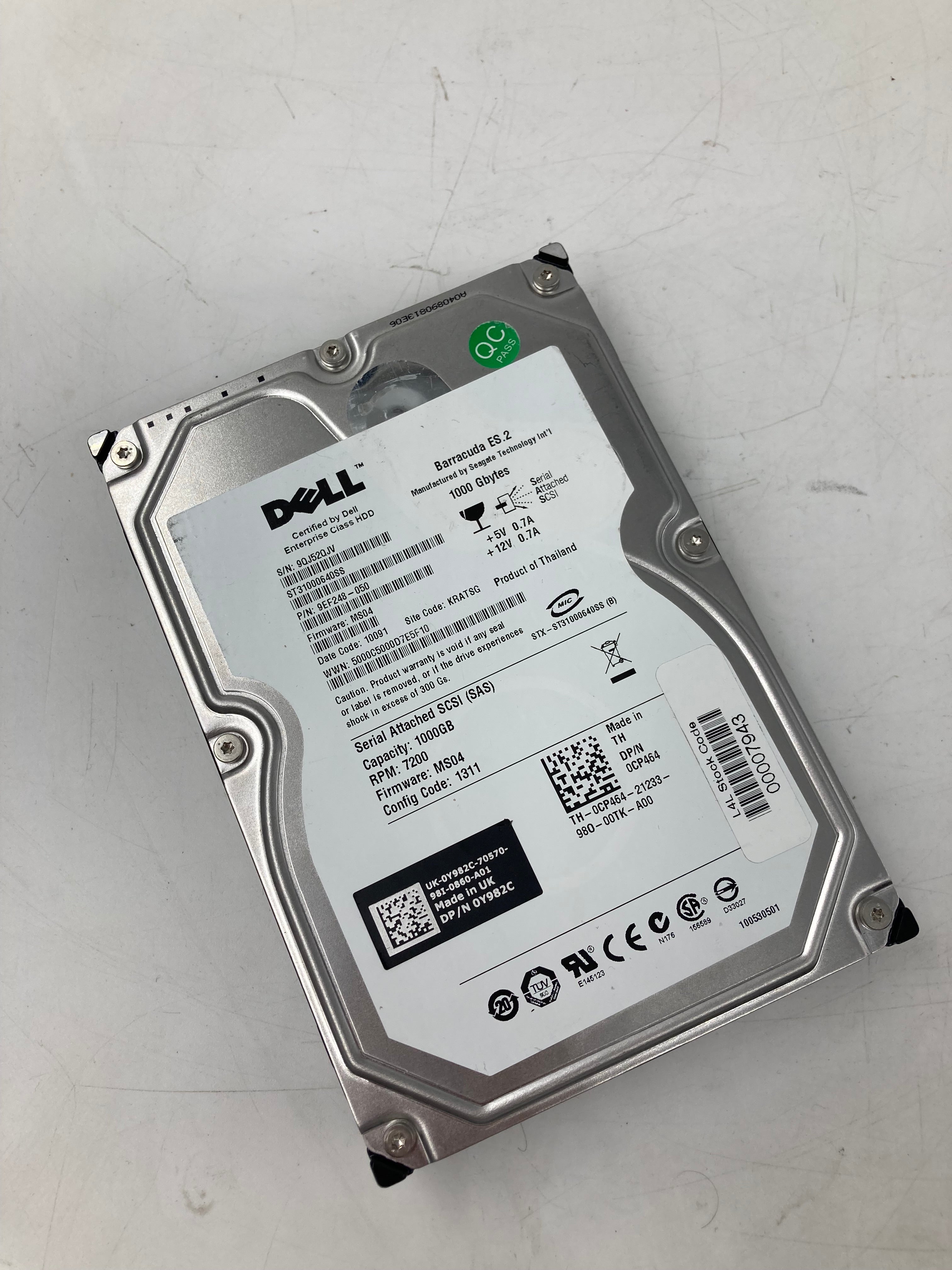 Dell HDD 3.5" SAS 1TB 7.2K RPM 6 Gbps P/N 9ZM273-150 Lot Of 4