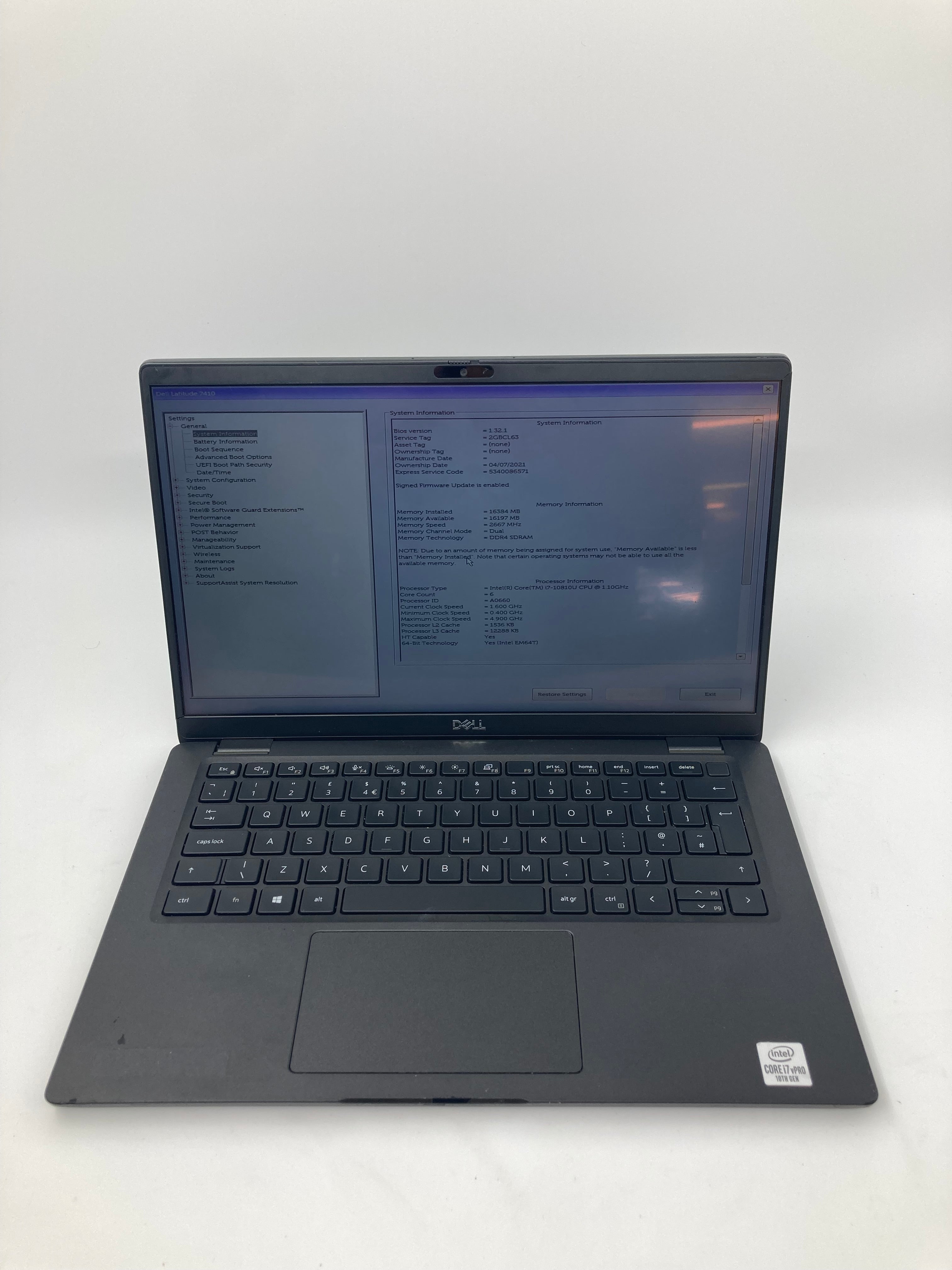 Dell Laptop Latitude 7410 14" i7 10th Gen 16GB RAM No HDD No OS #3
