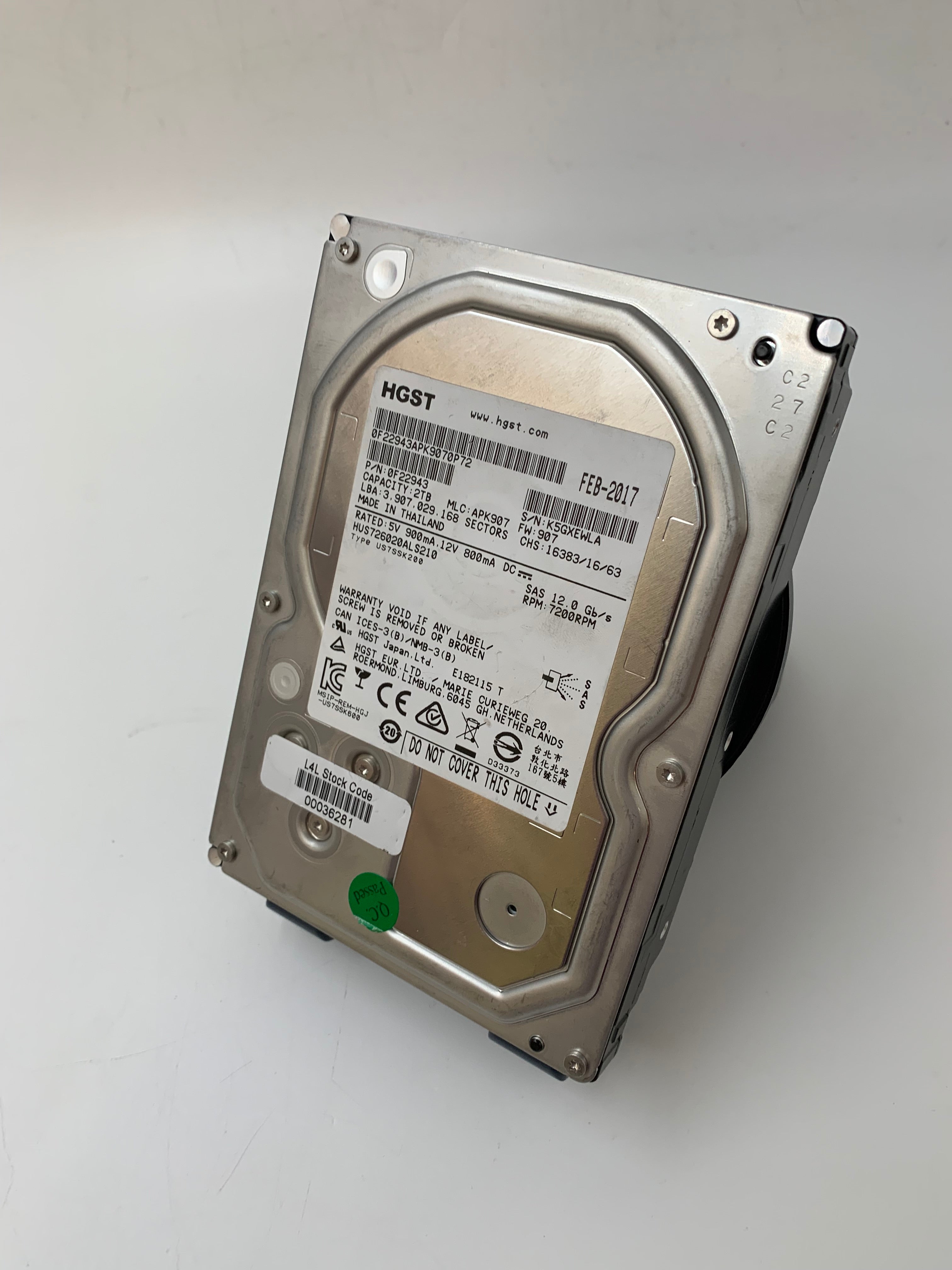 HGST Hard Disk Drive | 2TB | SAS | 3.5 Inch | 12Gbps | 7200 RPM Lot of 2