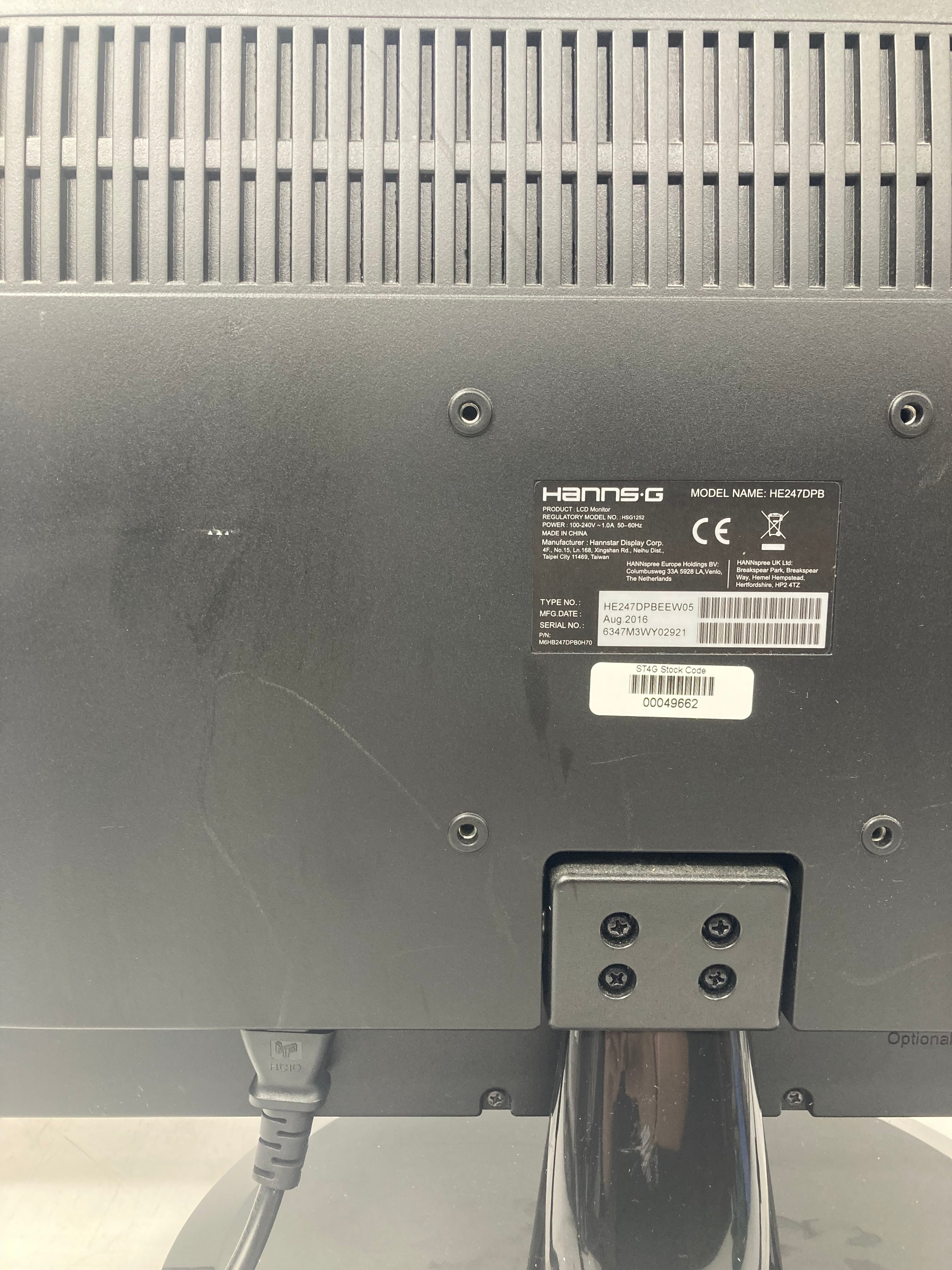 Hanns.G HE247DPB LED Monitor 23.6" Screen DVI VGA