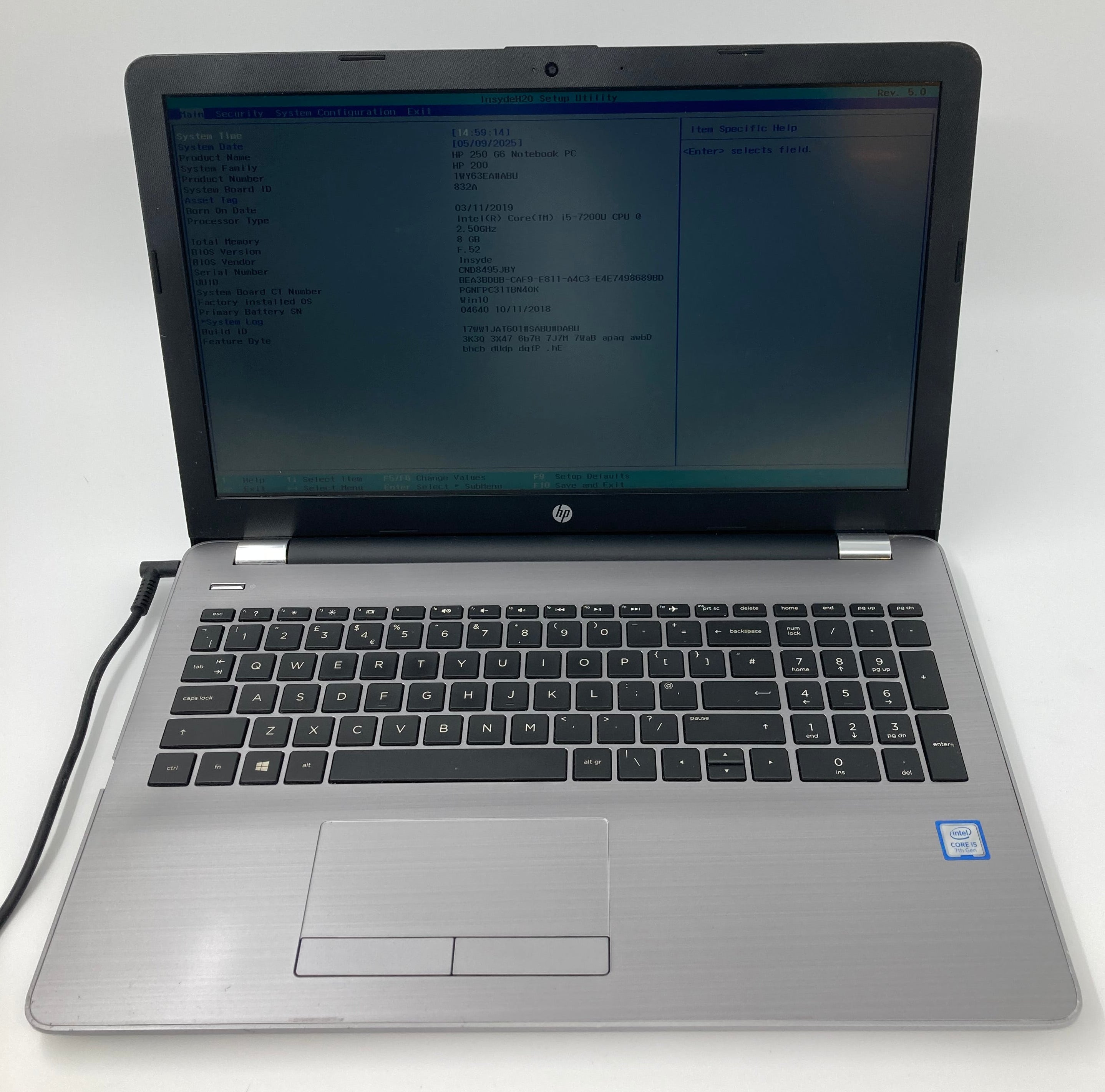 HP Laptop 250 G6 NoteBook 15.6" i5 7th Gen 8GB RAM No HDD No OS *Spares*