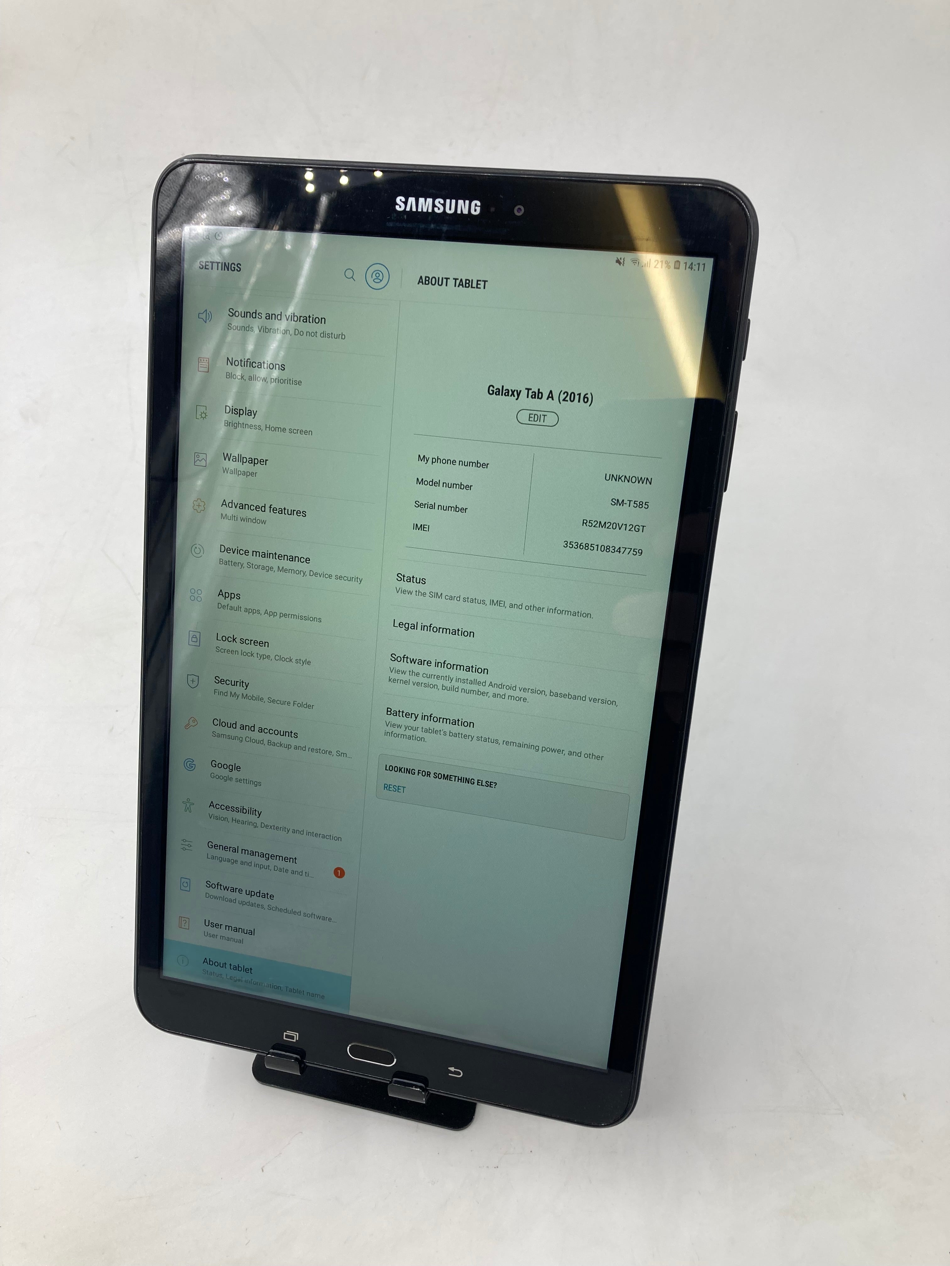 Samsung Tablet Galaxy Tab A 2016 10.1" 32GB Black