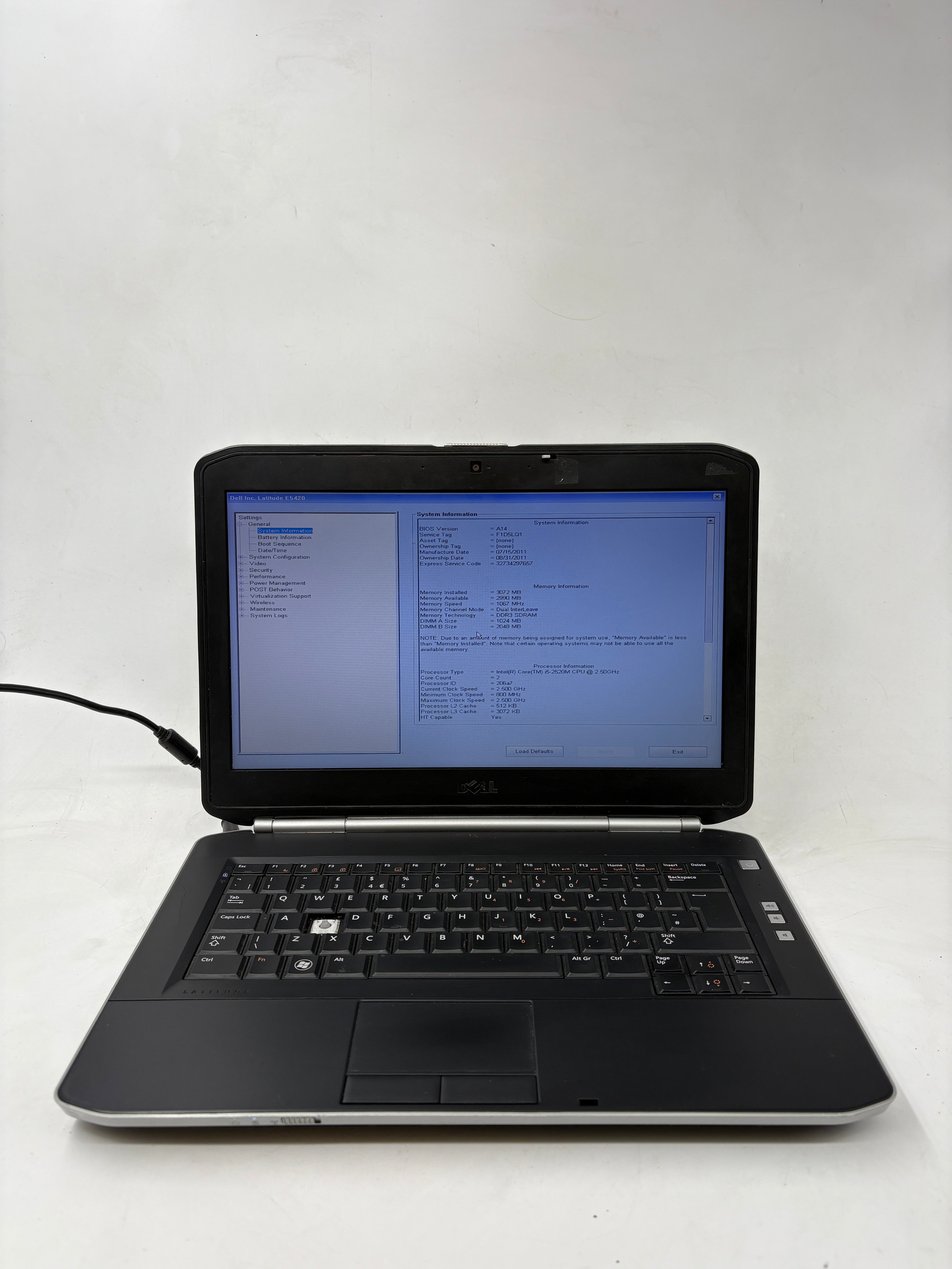 Dell Laptop Latitude E5420 14" Screen i5 2nd Gen 3GB RAM NO HDD NO OS