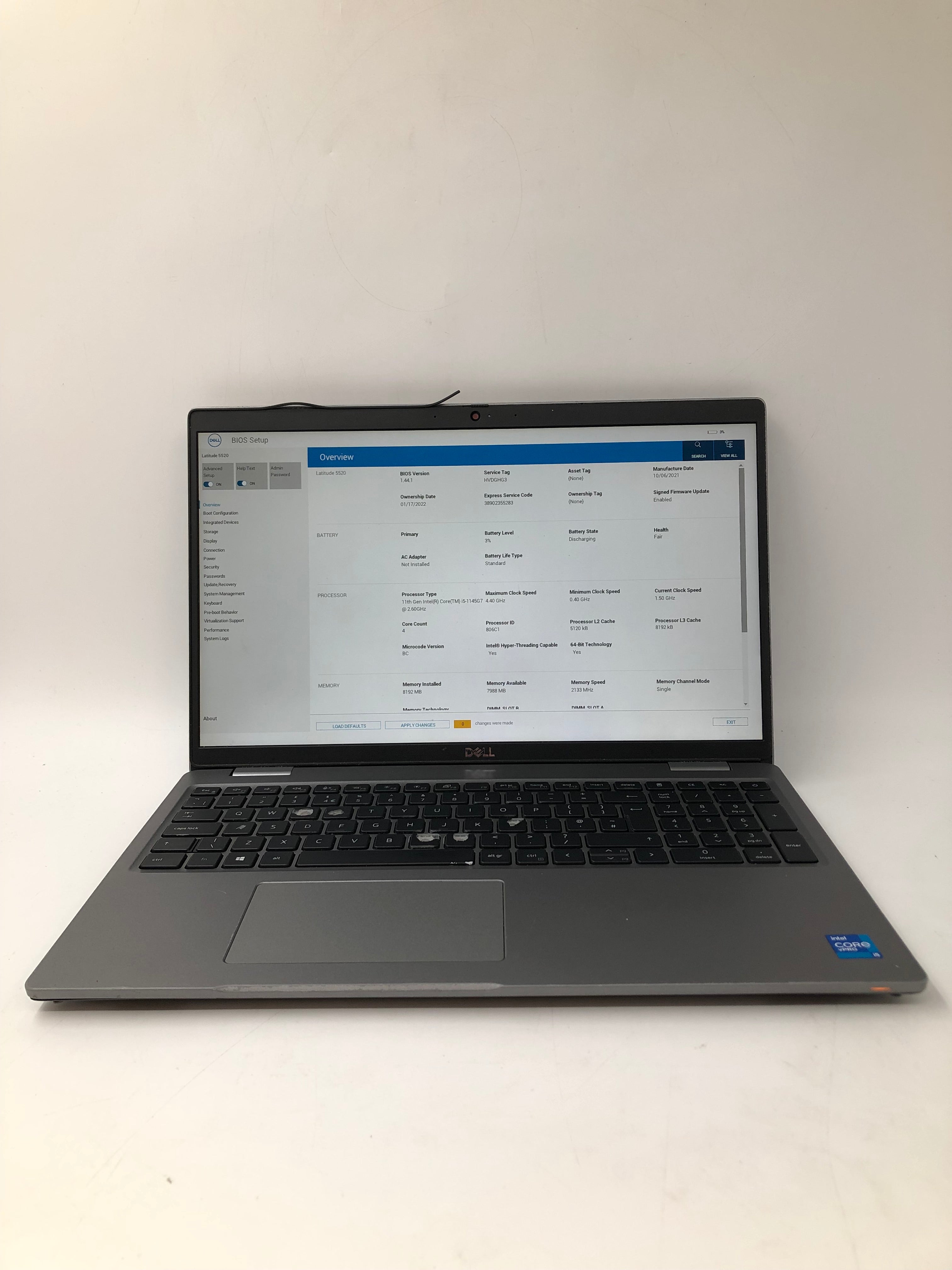 Dell Latitude 5520 Spares: i5 11th Gen CPU, 15.6" Screen (No RAM/No SSD/No OS)