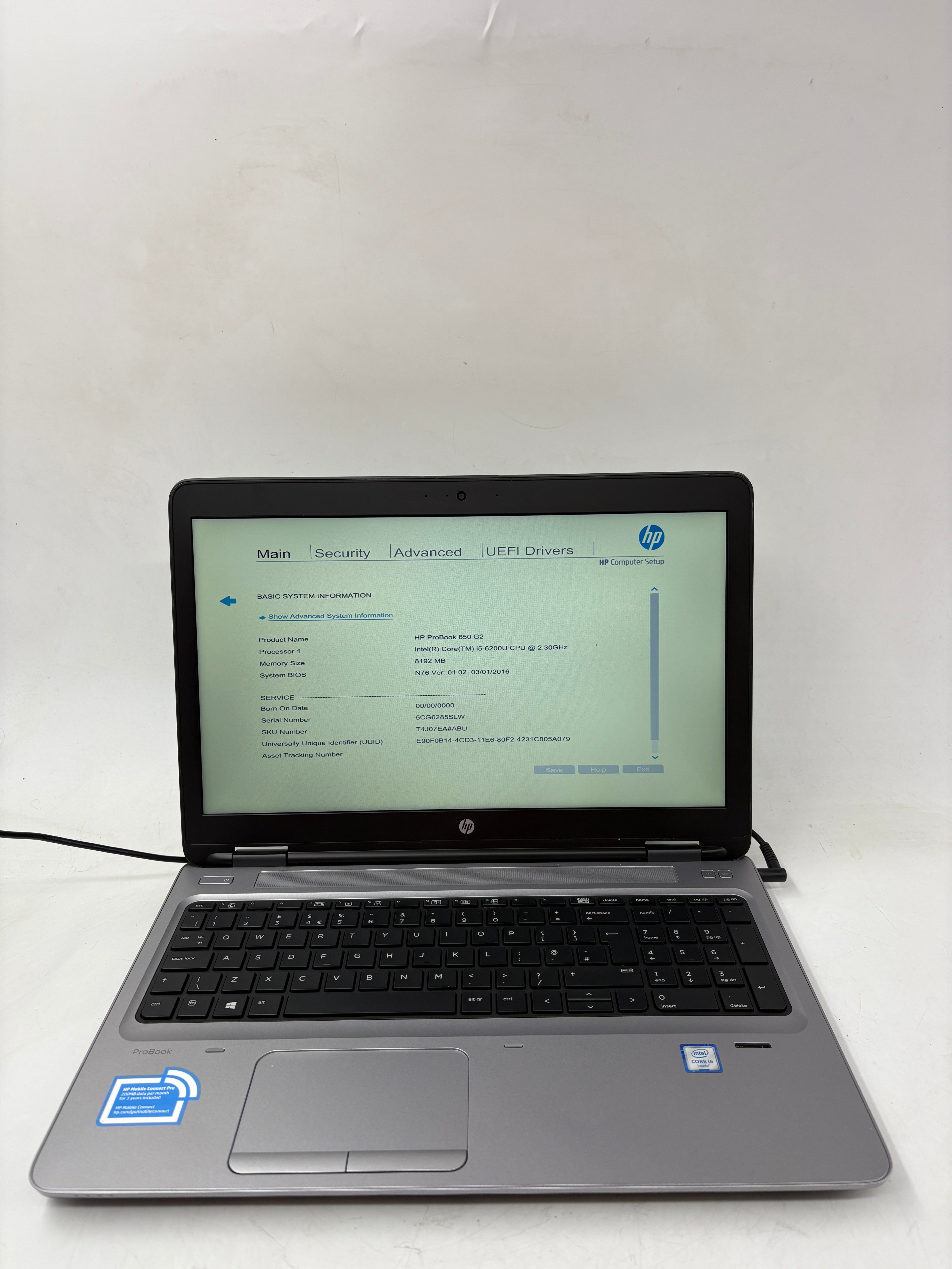 HP Laptop ProBook 650 G2 i5 6th Gen 8GB RAM NO SSD NO OS