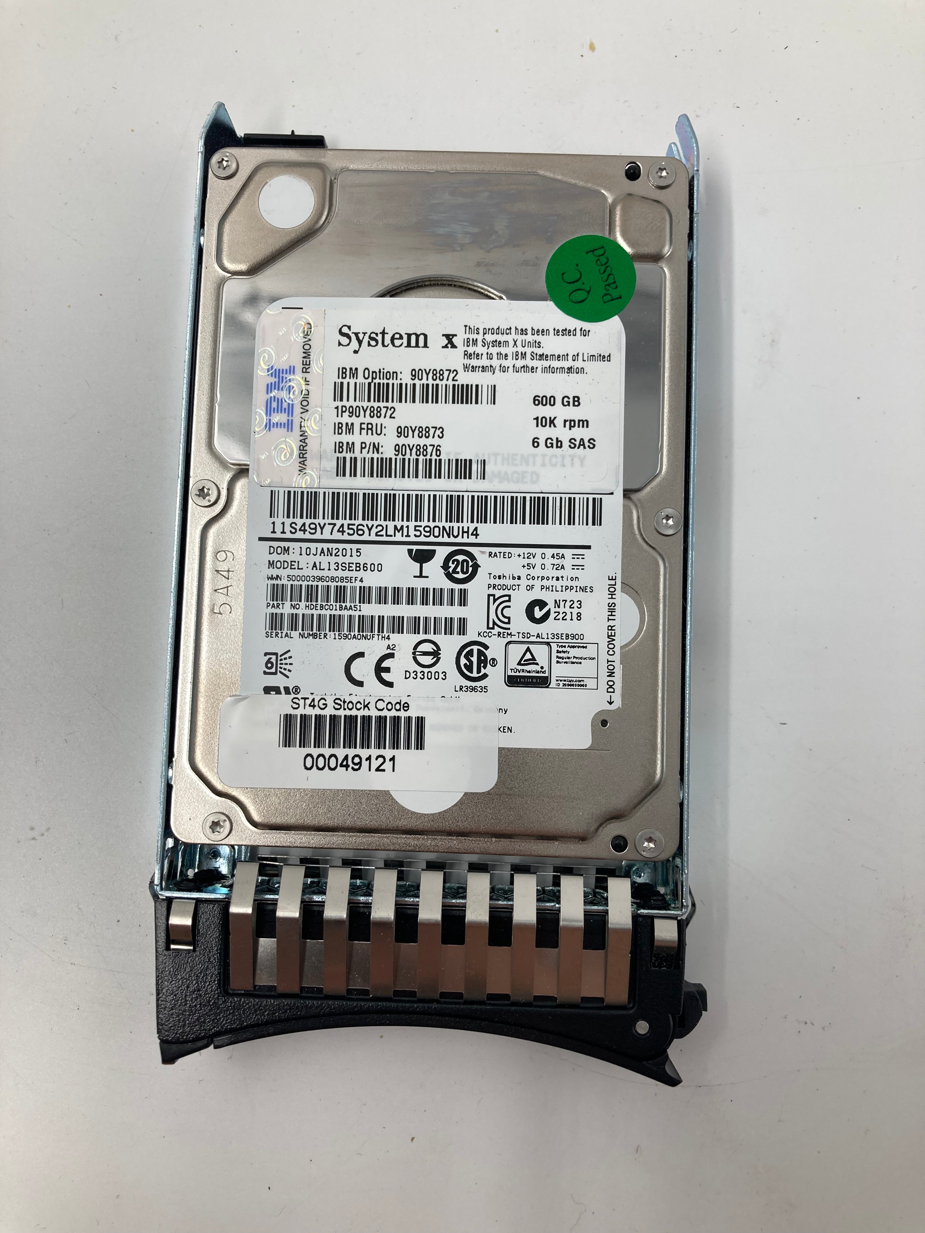 IBM HDD 2.5" SAS 600GB 10K RPM 6Gbps FRU 90Y8873 Lot of 7