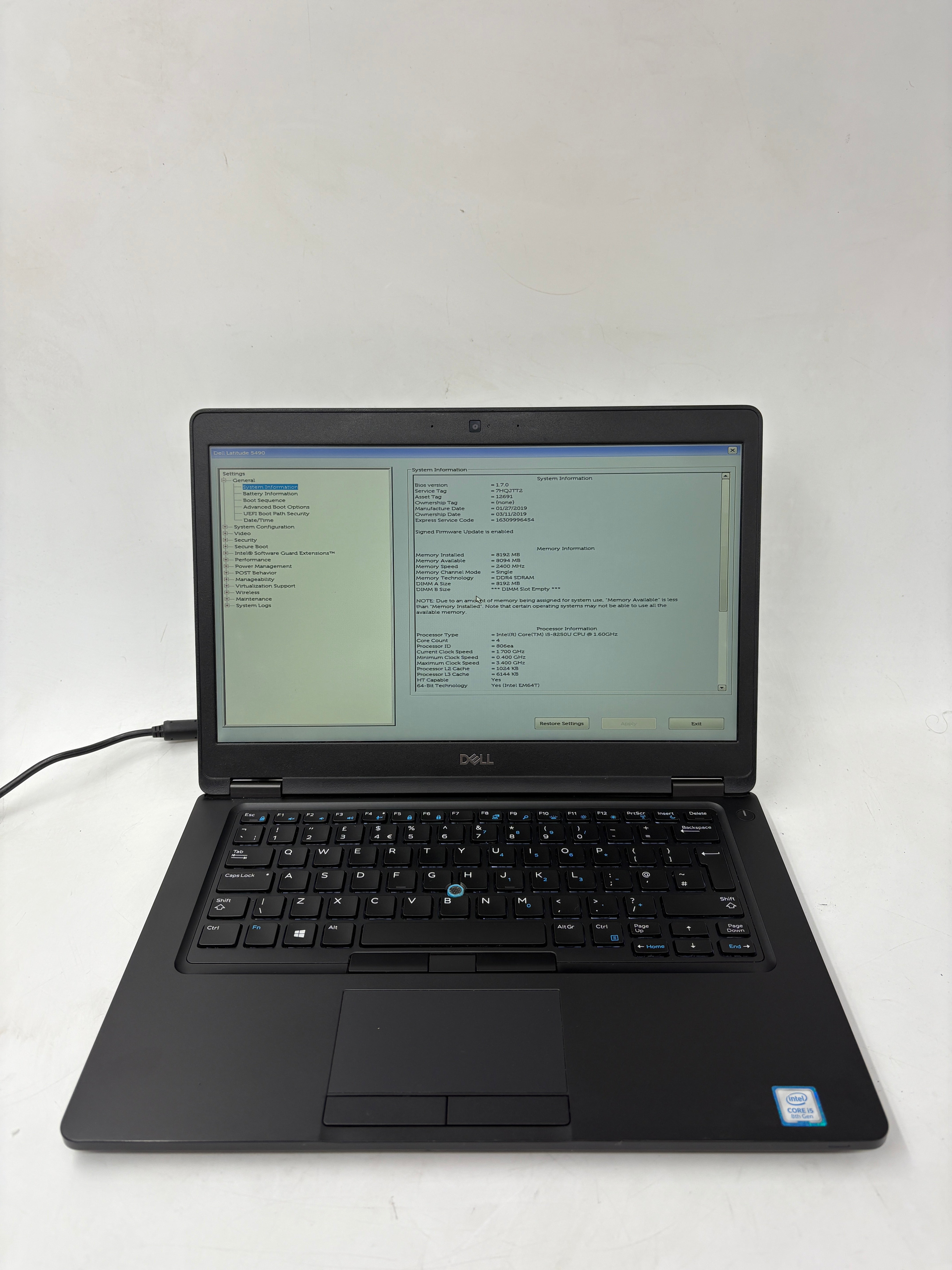 Dell Laptop Latitude 5490 i5 8th Gen 8GB RAM NO SSD NO OS *Spares*